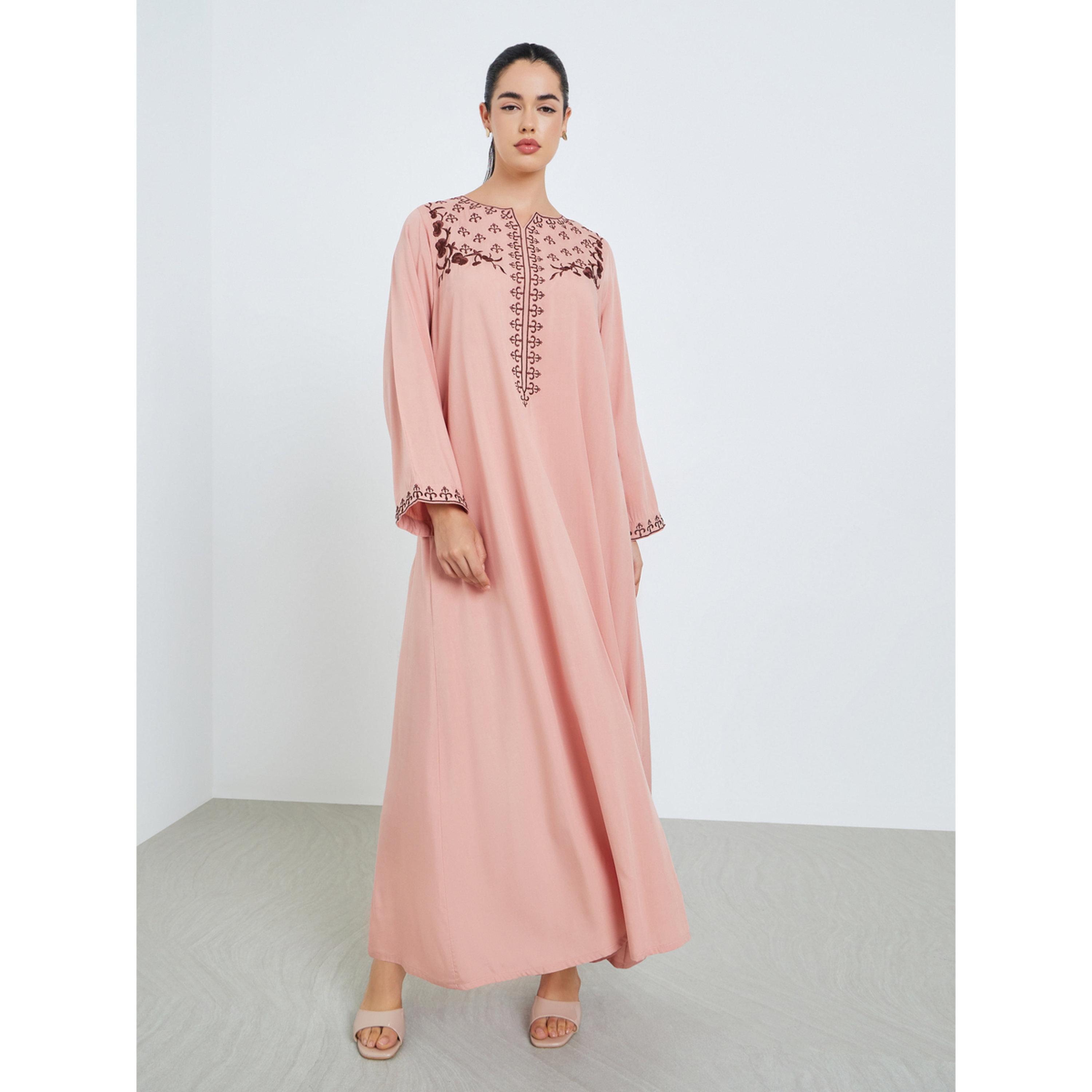 جلابية مطرزة بحافة واسعة للنساء-women-arabicclothing-jalabiyas-image-3
