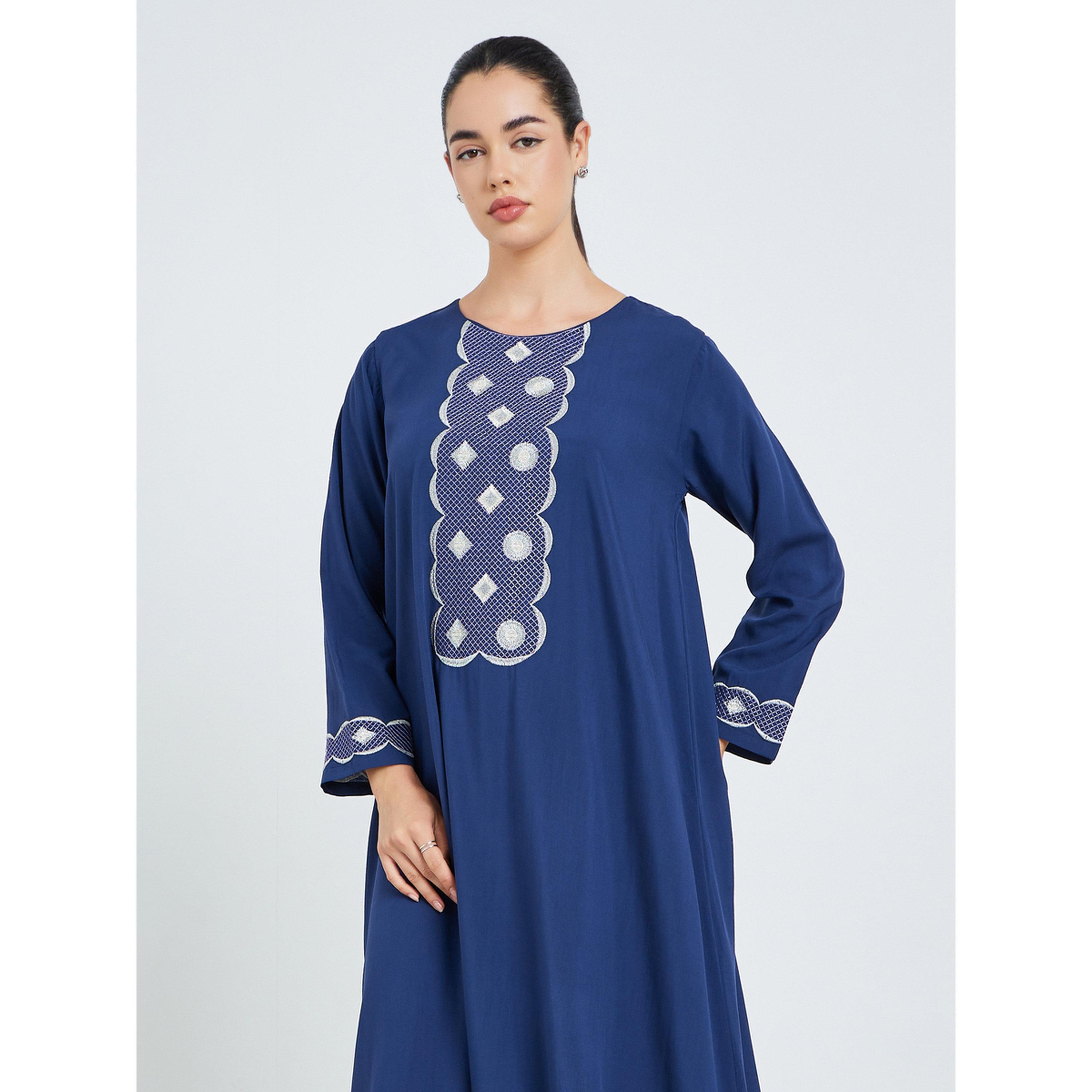 جلابية مطرزة بحافة واسعة للنساء-women-arabicclothing-jalabiyas-image-2