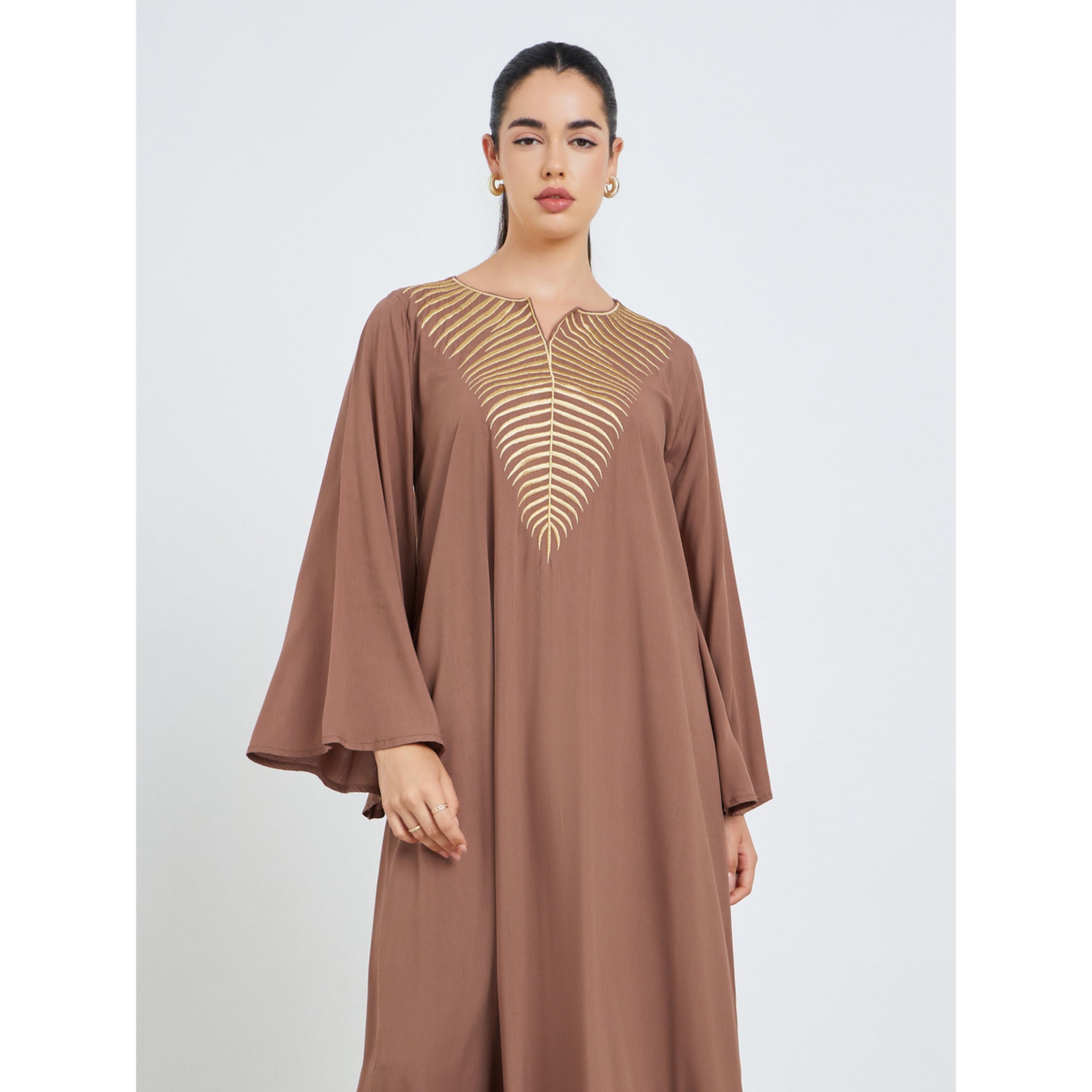 جلابية مطرزة بحافة واسعة للنساء-women-arabicclothing-jalabiyas-image-2