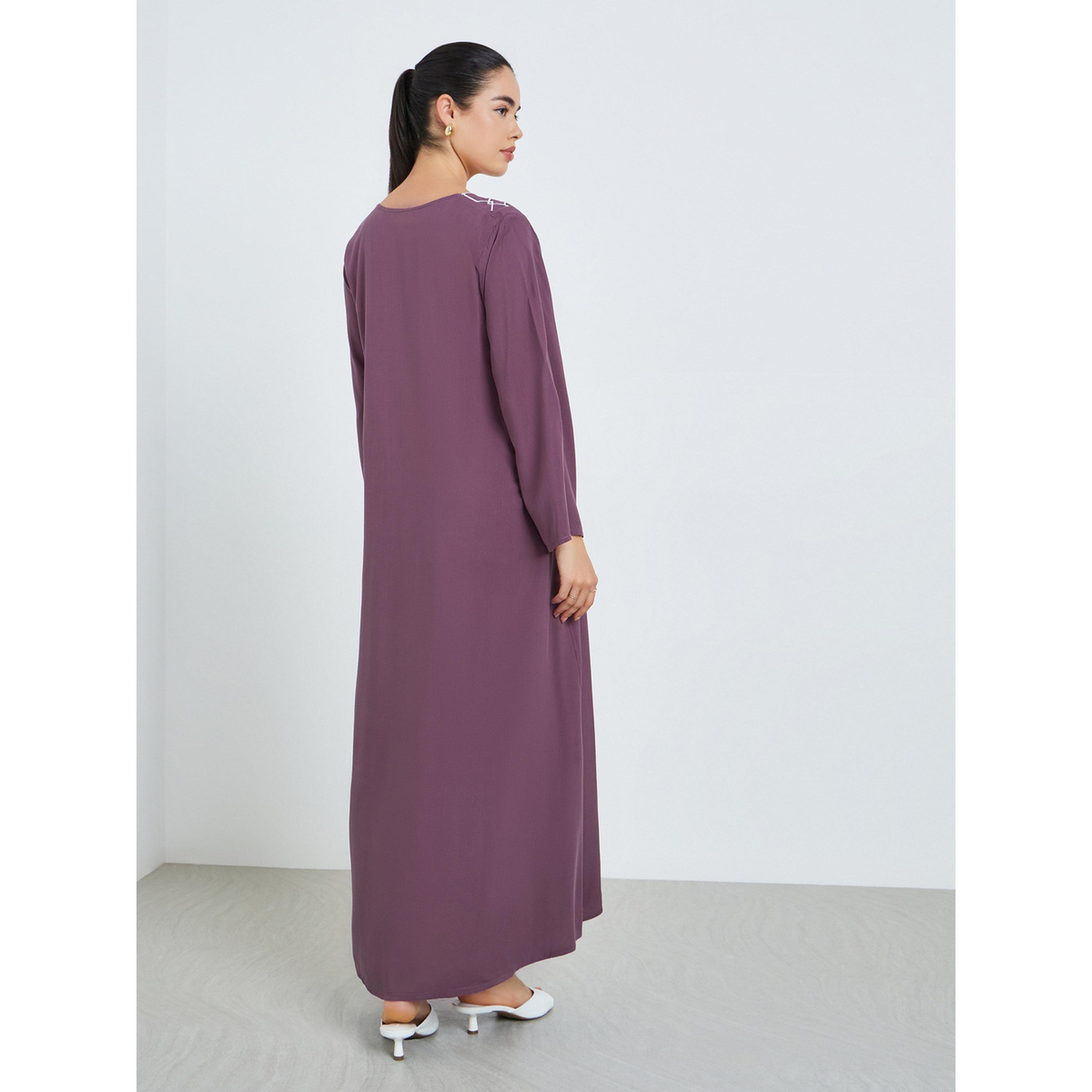 جلابية مطرزة بحافة واسعة للنساء-women-arabicclothing-jalabiyas-image-5