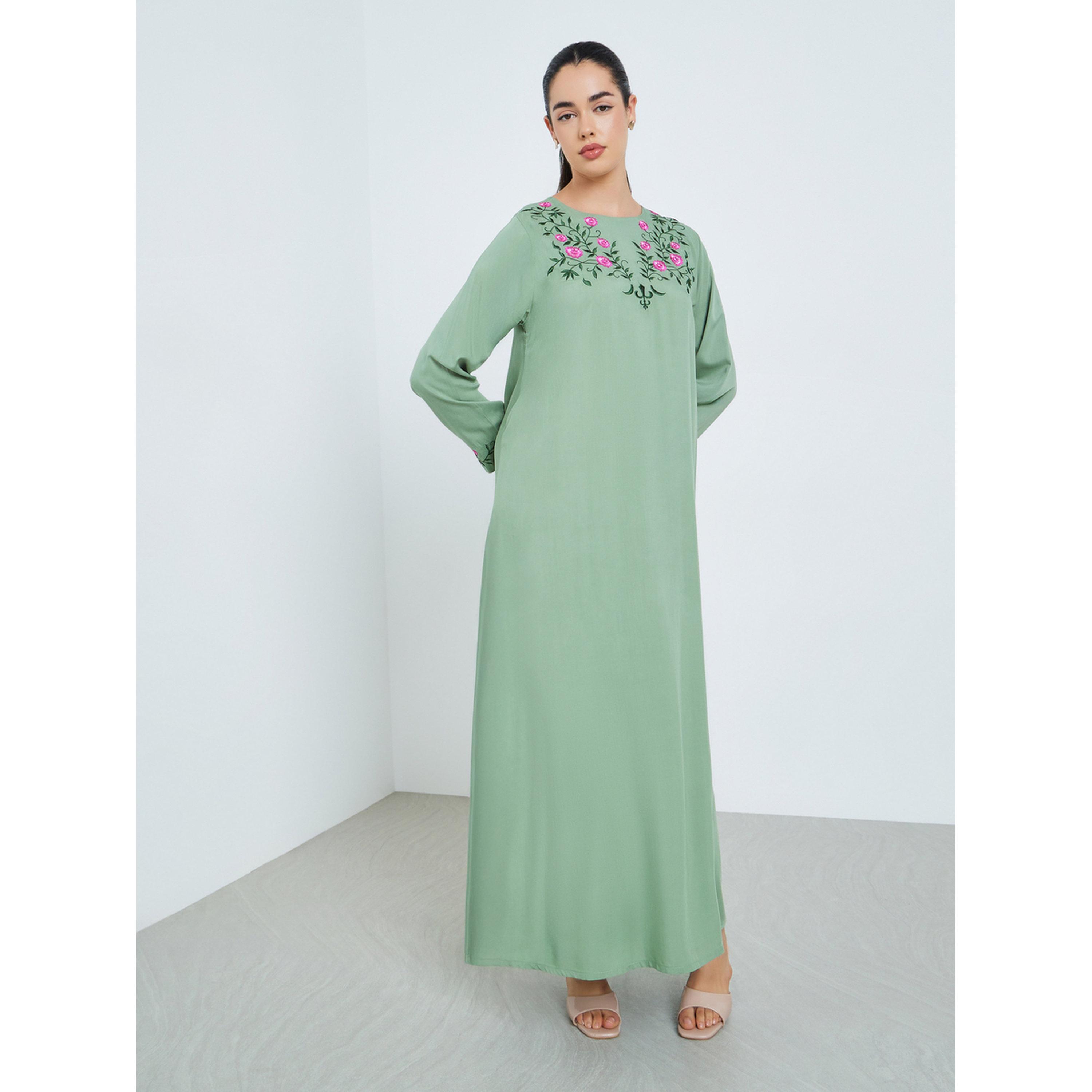 جلابية مطرزة بحافة واسعة للنساء-women-arabicclothing-jalabiyas-image-3