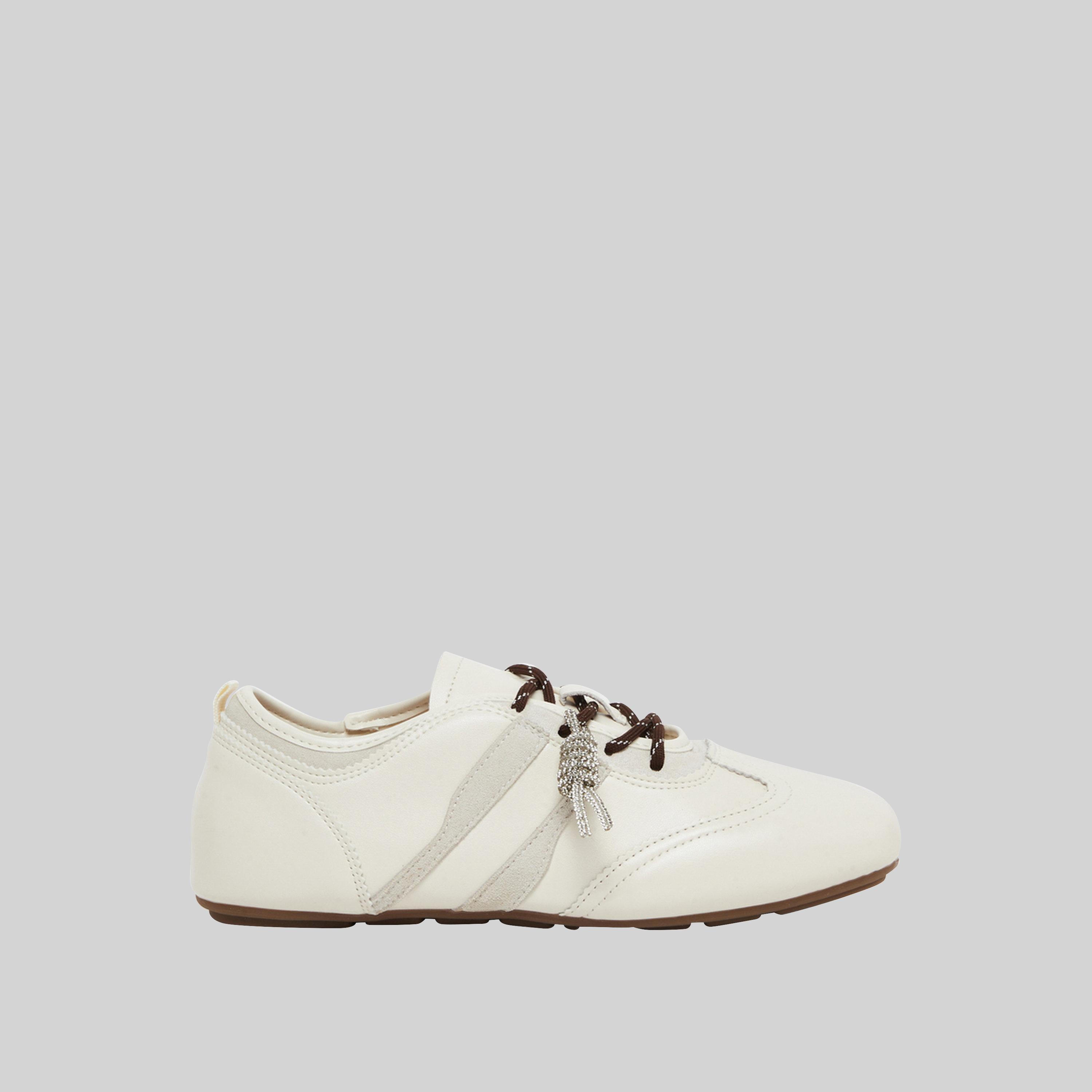 Styli Women Beige Leather Lace-Up Sneakers-women-shoes-sneakers-image-2