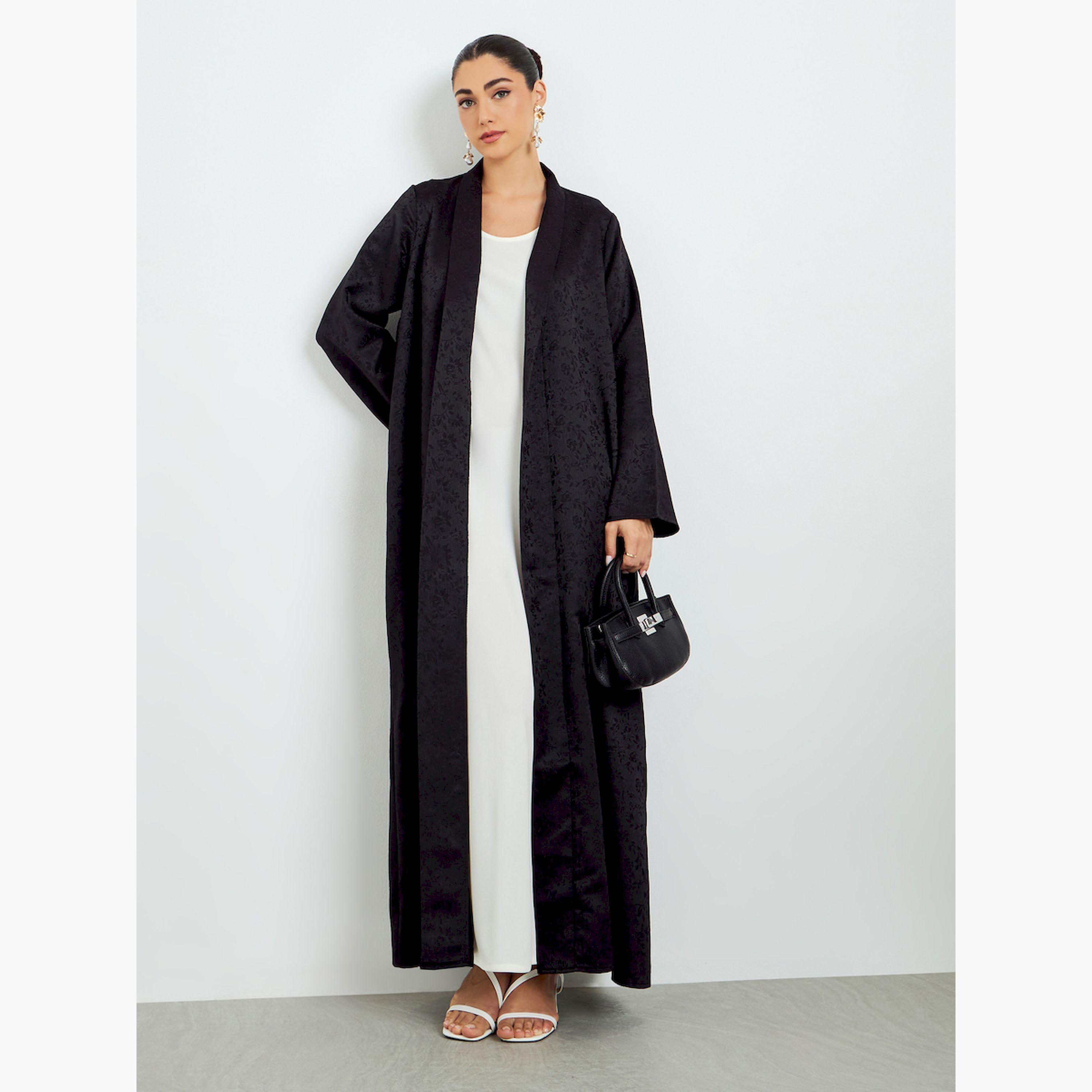عباية جاكارد مفتوحة من الأمام-women-arabicclothing-abayas-image-1