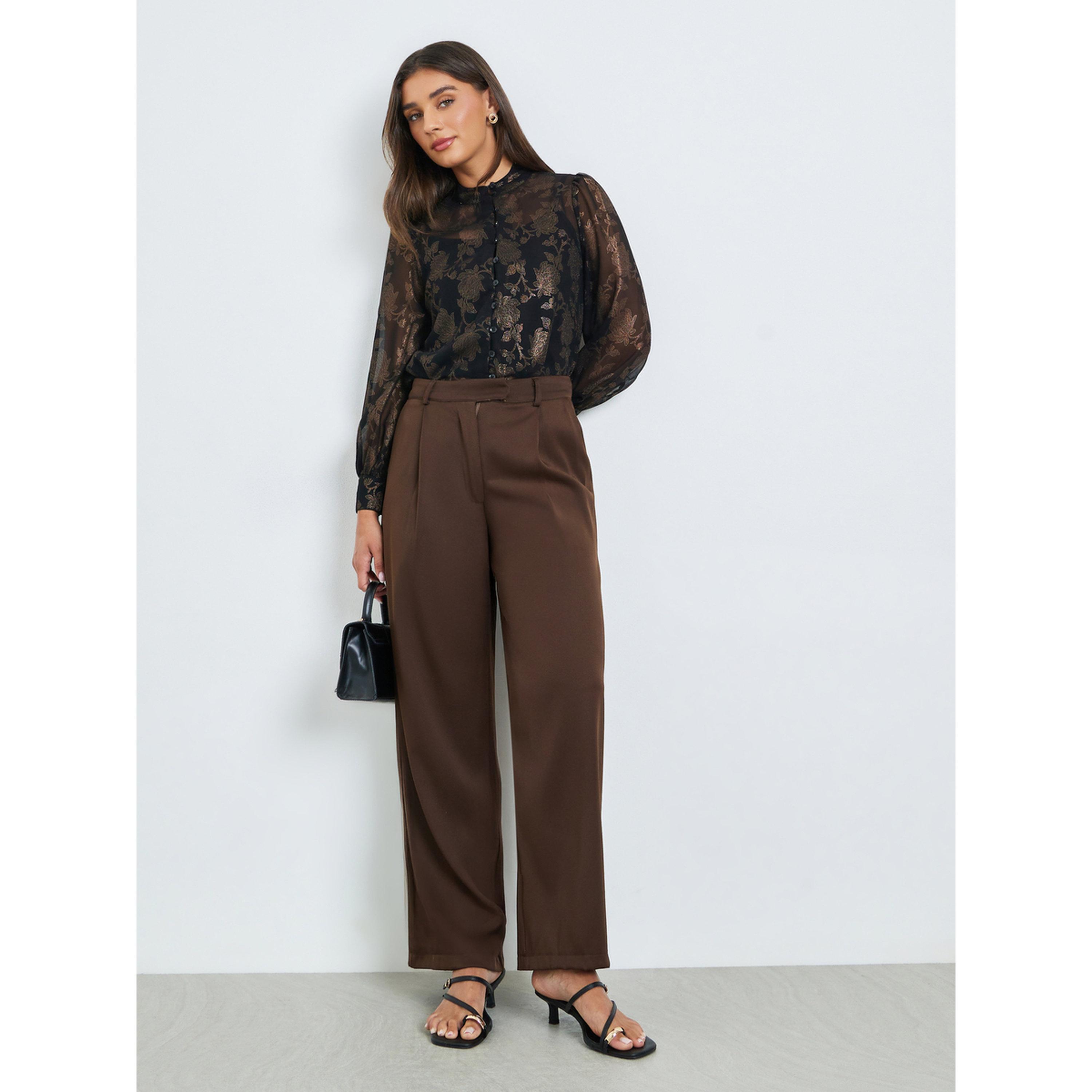 Styli Black Floral Print Sheer Blouse with Inner Cami-women-clothing-shirtsandblouses-blouses-image-2
