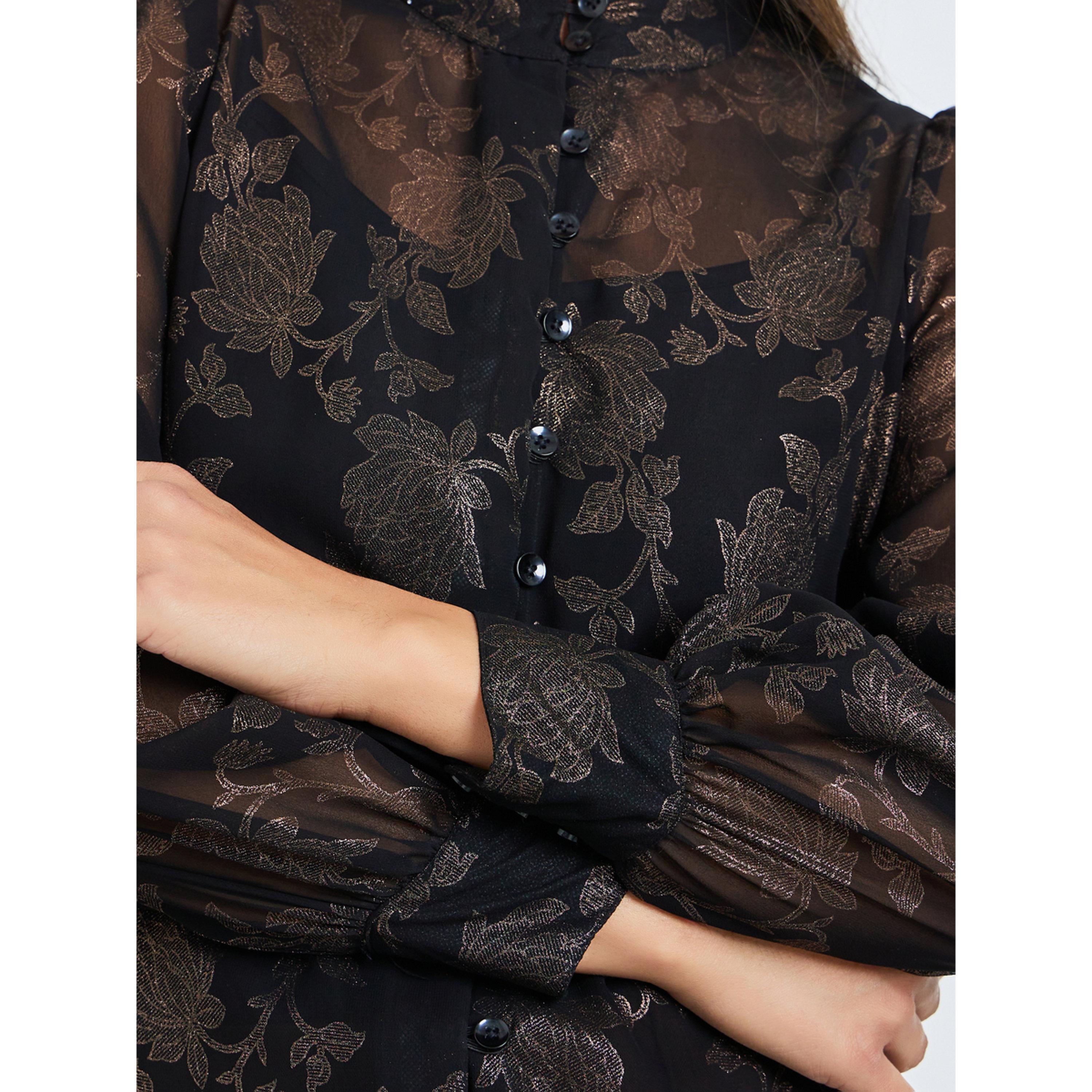 Styli Black Floral Print Sheer Blouse with Inner Cami-women-clothing-shirtsandblouses-blouses-image-6