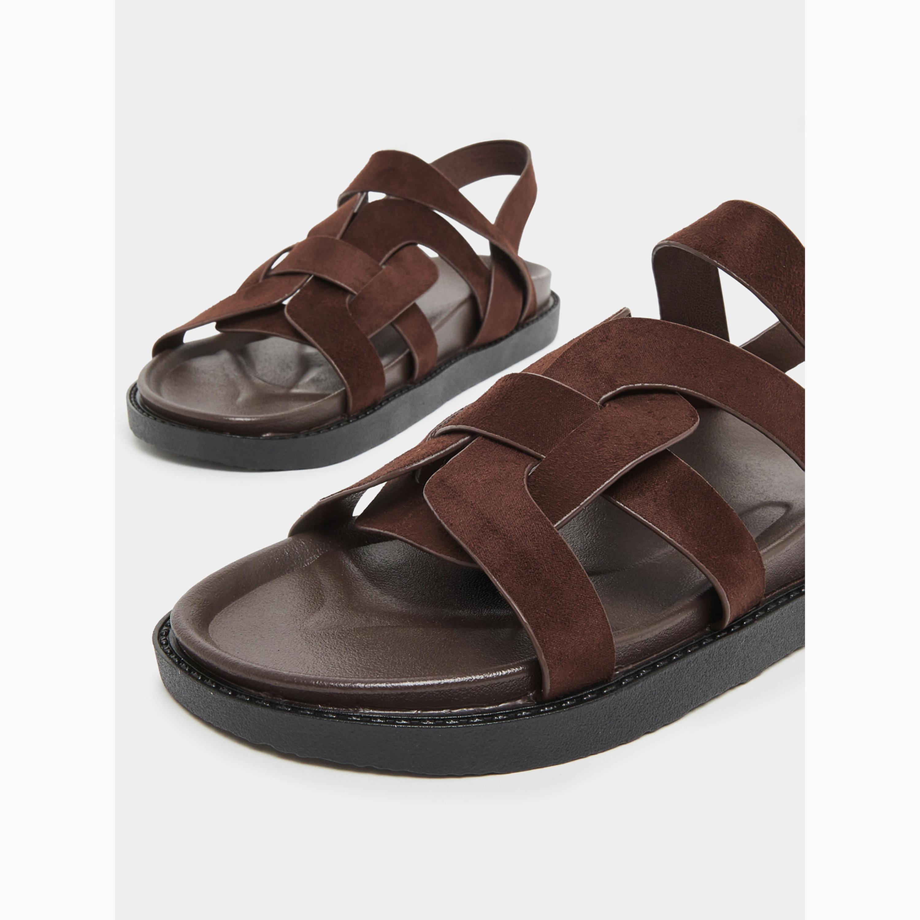 Styli Brown Leather Strappy Sandals-women-shoes-sandals-flats-image-4