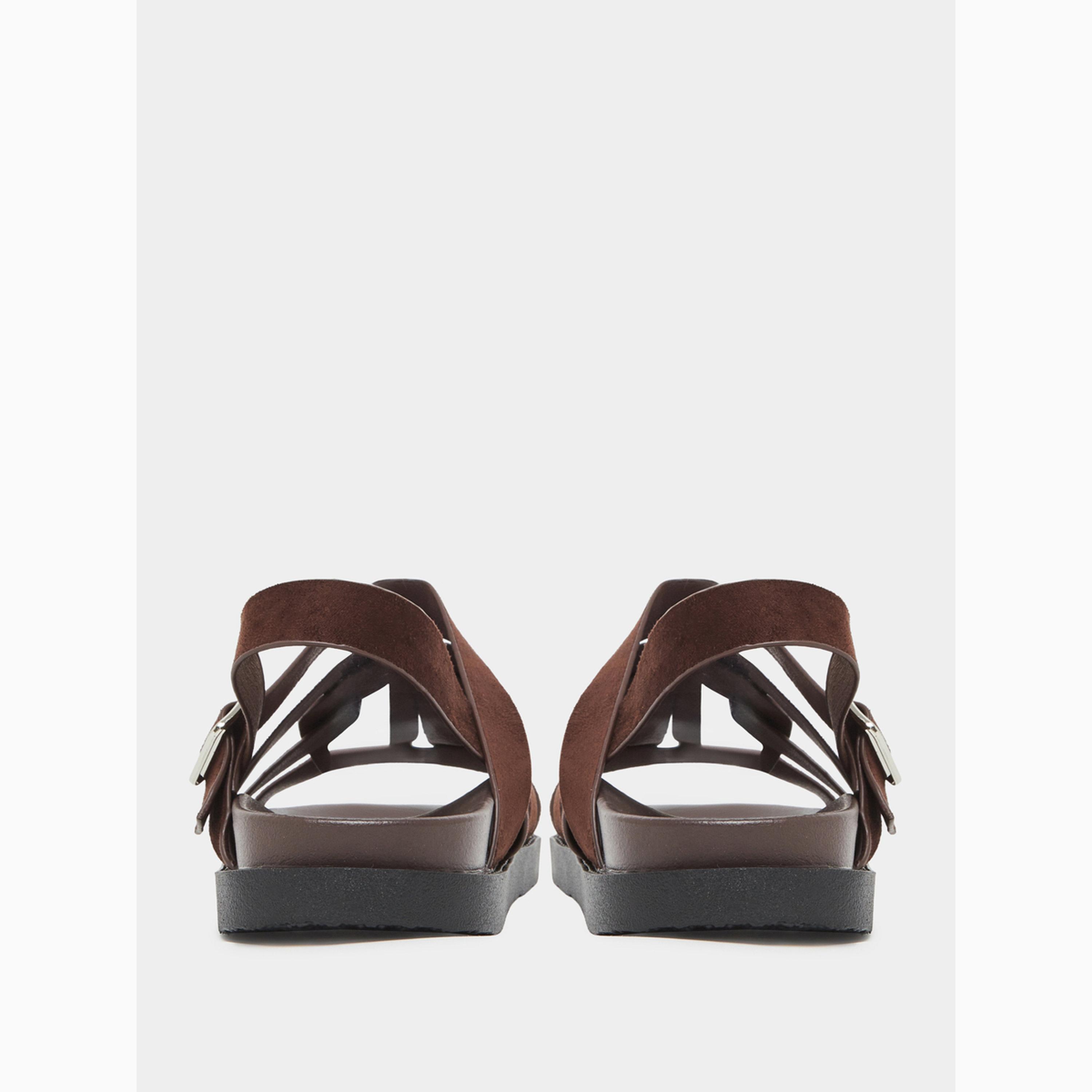 Styli Brown Leather Strappy Sandals-women-shoes-sandals-flats-image-5