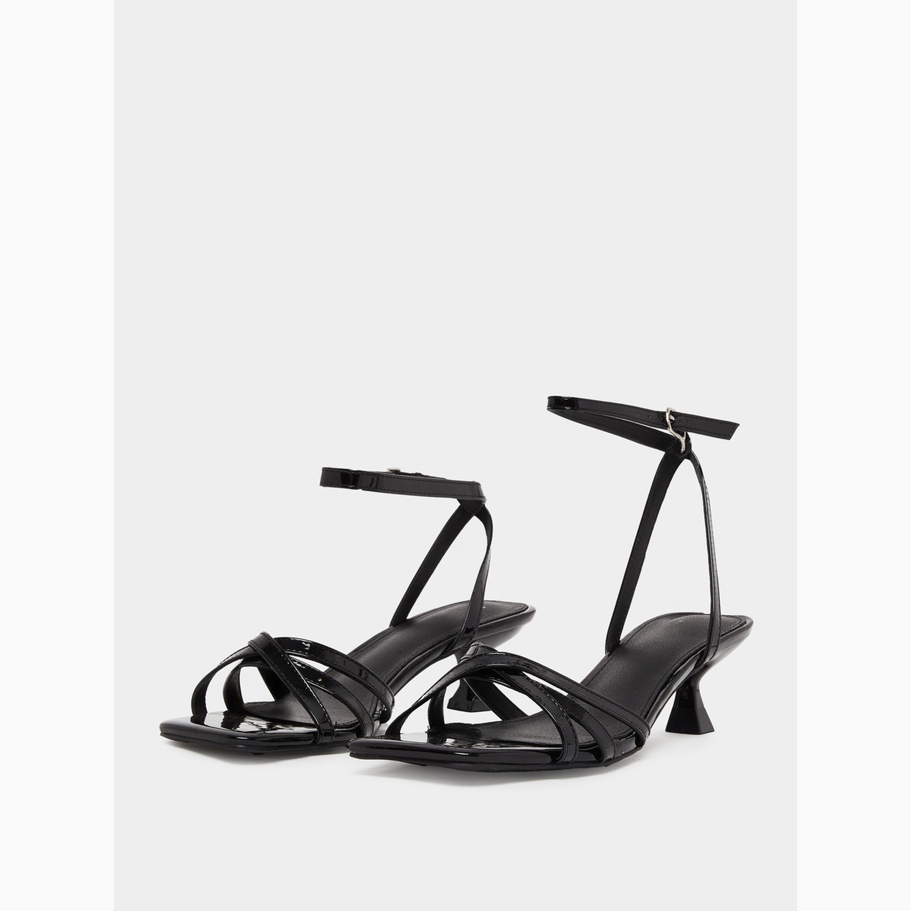 Styli Black Embellished Strappy Kitten Heel Sandals-women-shoes-sandals-heeled-image-1