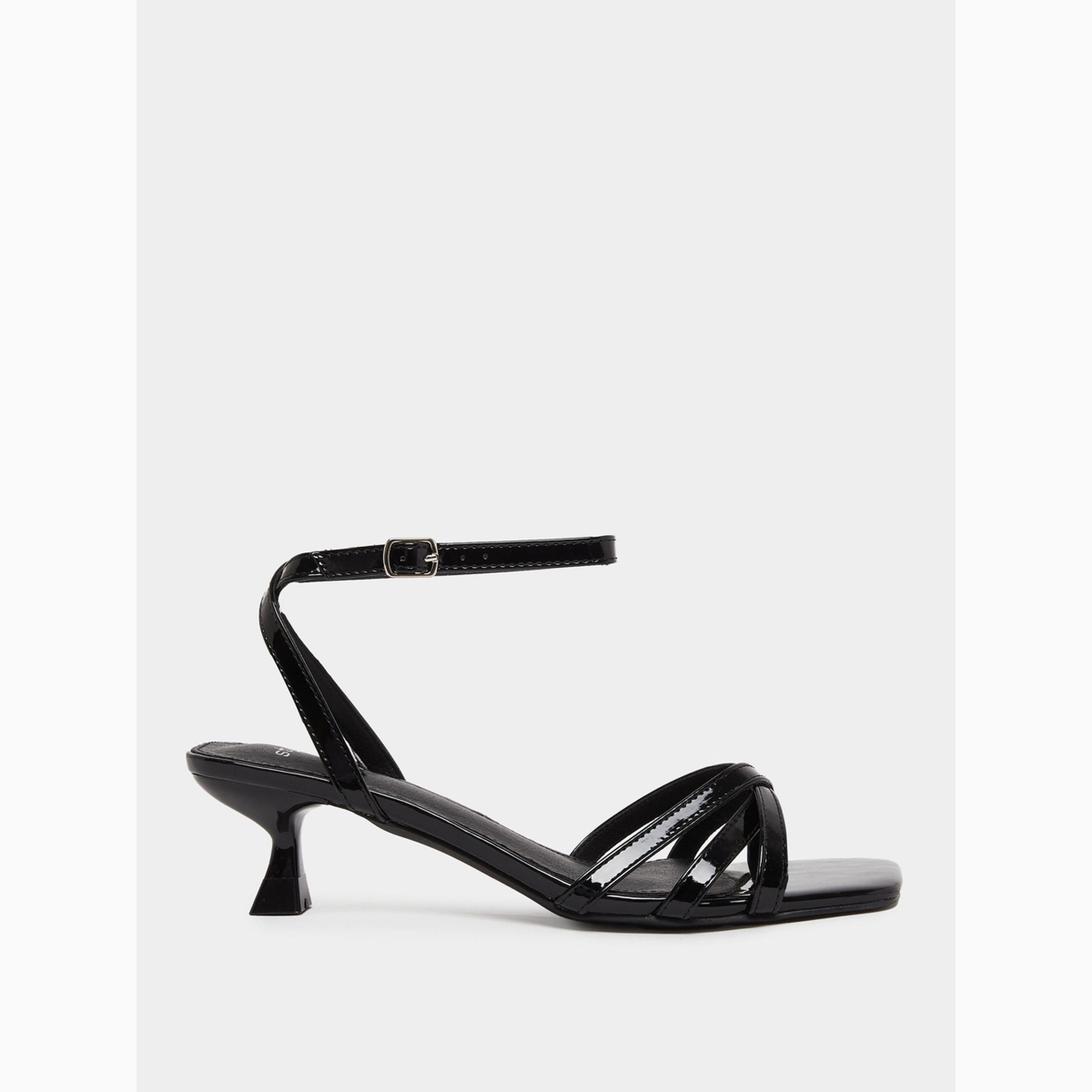 Styli Black Embellished Strappy Kitten Heel Sandals-women-shoes-sandals-heeled-image-2
