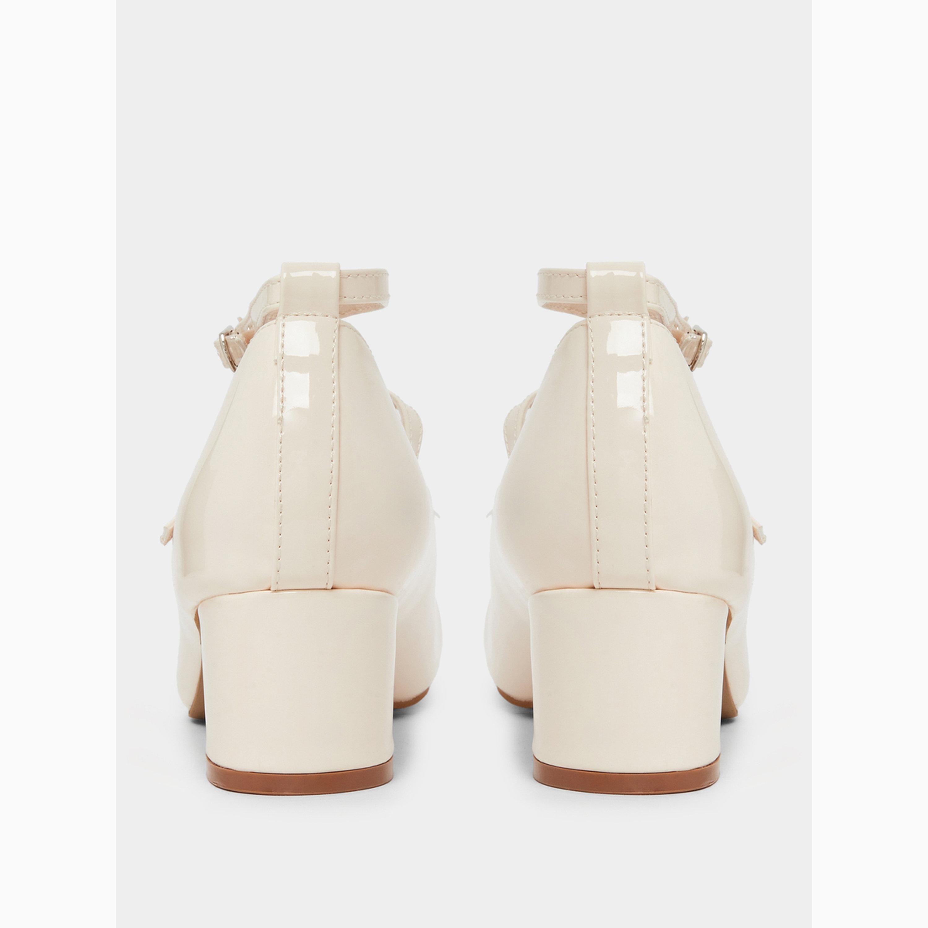 Styli Beige Patent Block Heel Shoes-women-shoes-heels-image-4