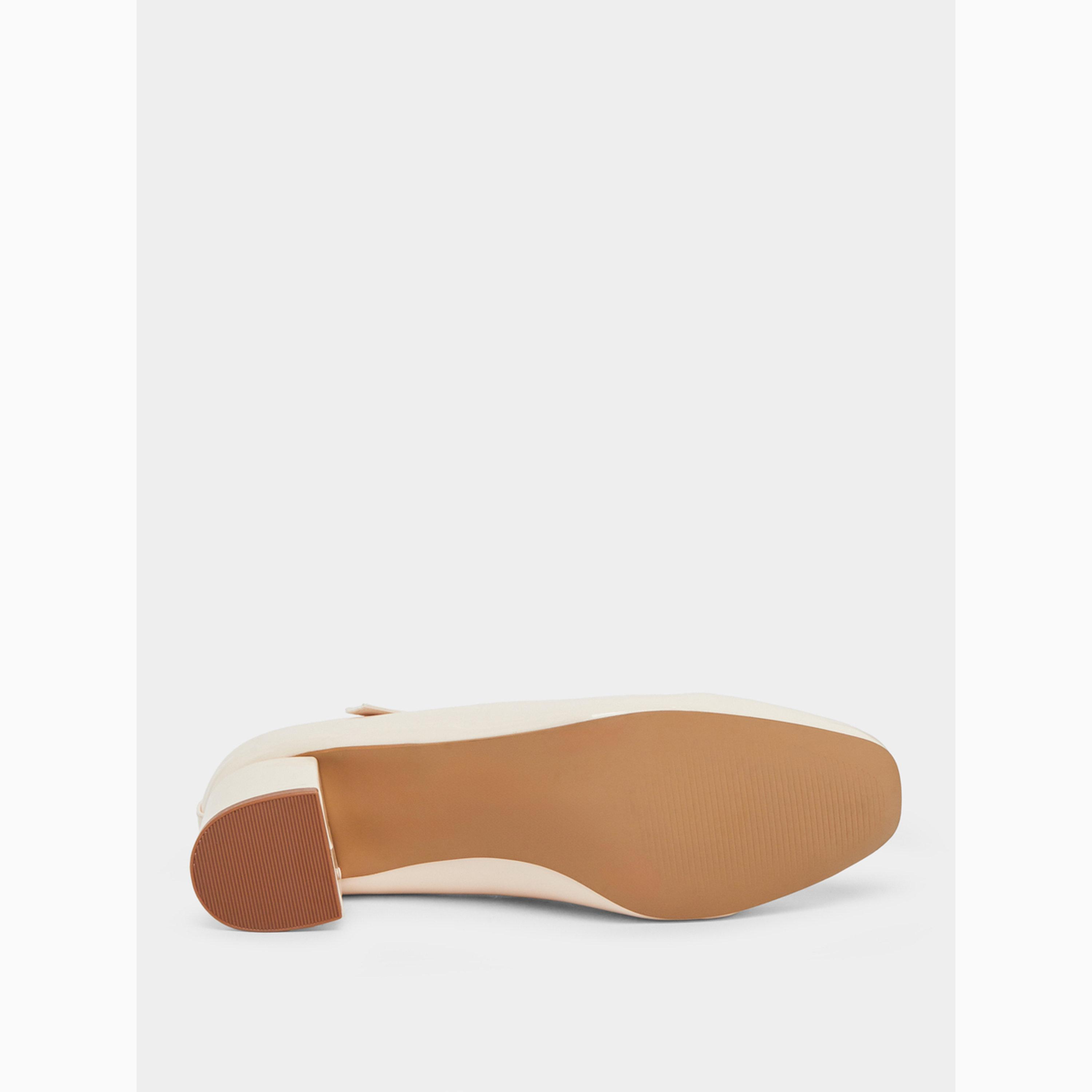 Styli Beige Patent Block Heel Shoes-women-shoes-heels-image-6