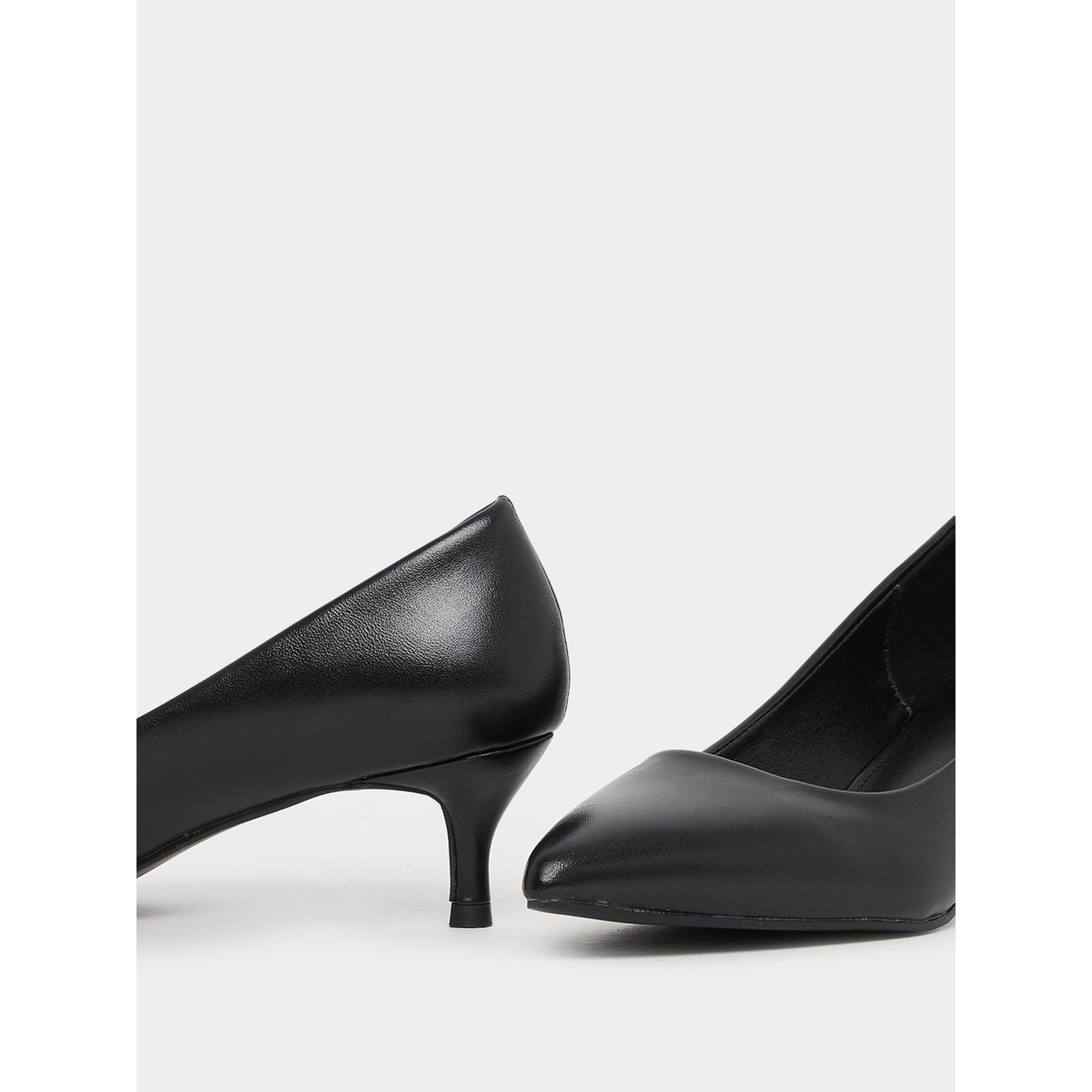 Styli Black Pointed-Toe Kitten Heel Court Shoes-women-shoes-heels-image-4