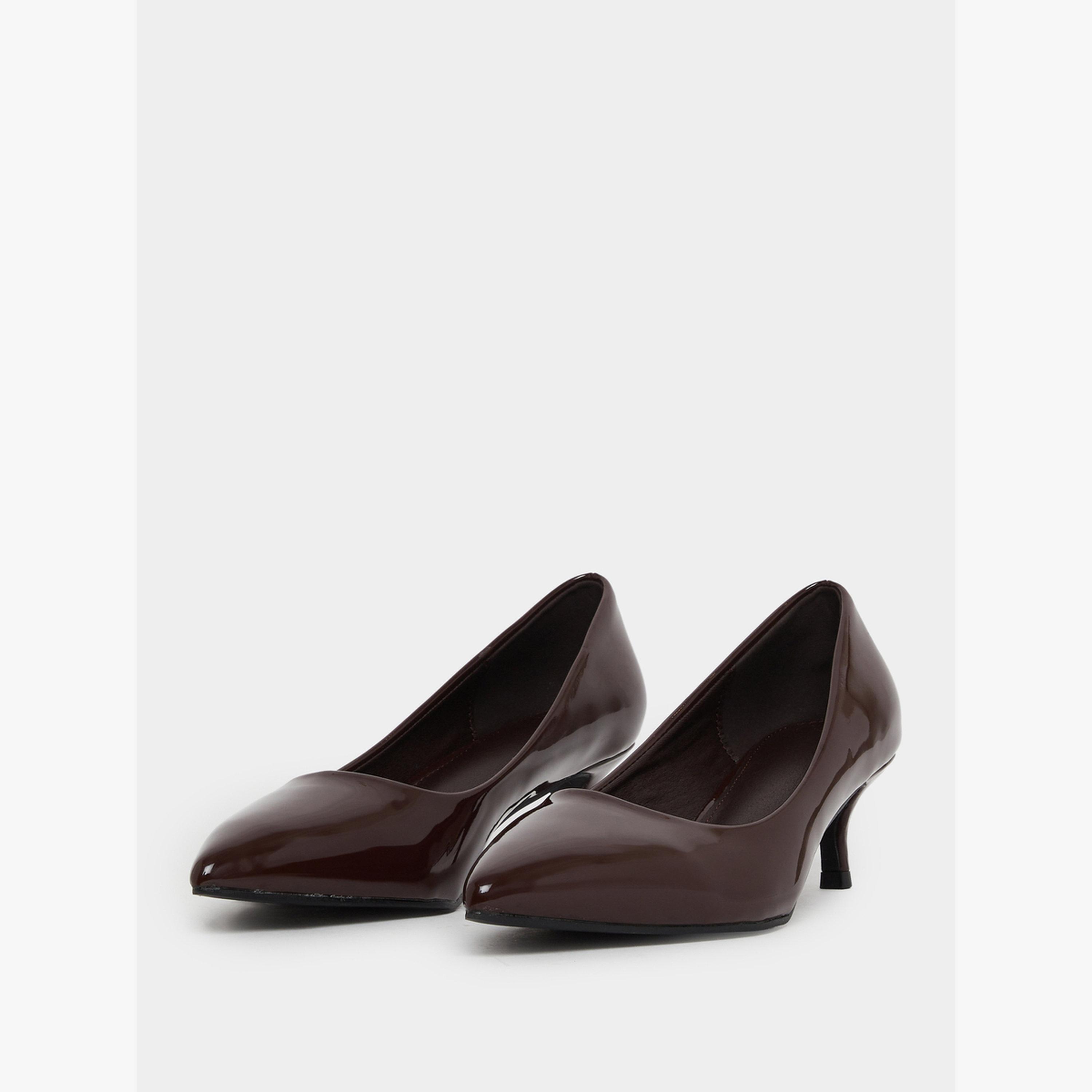 Styli Brown Pointed-Toe Kitten Heel Court Shoes-women-shoes-heels-image-1