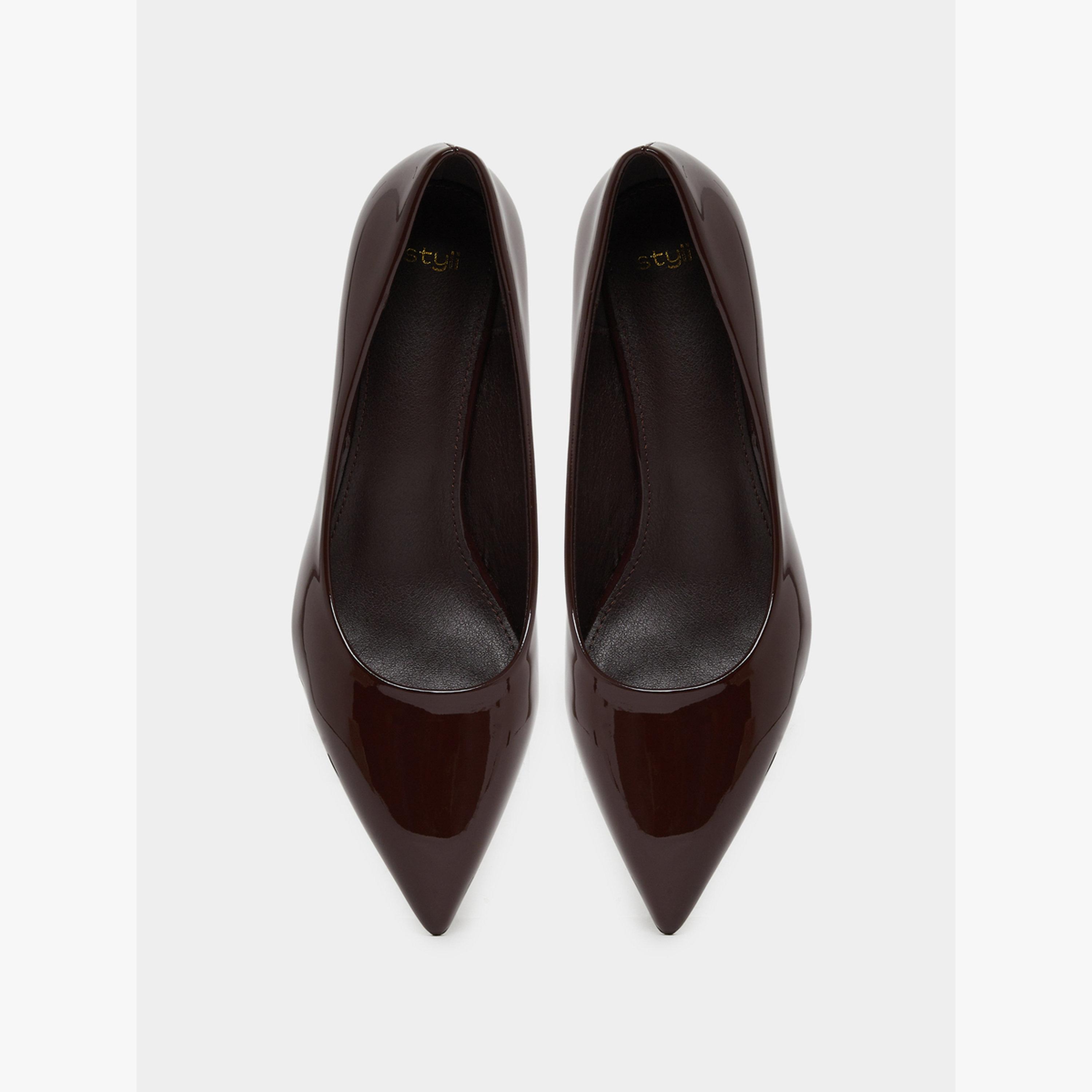 Styli Brown Pointed-Toe Kitten Heel Court Shoes-women-shoes-heels-image-3