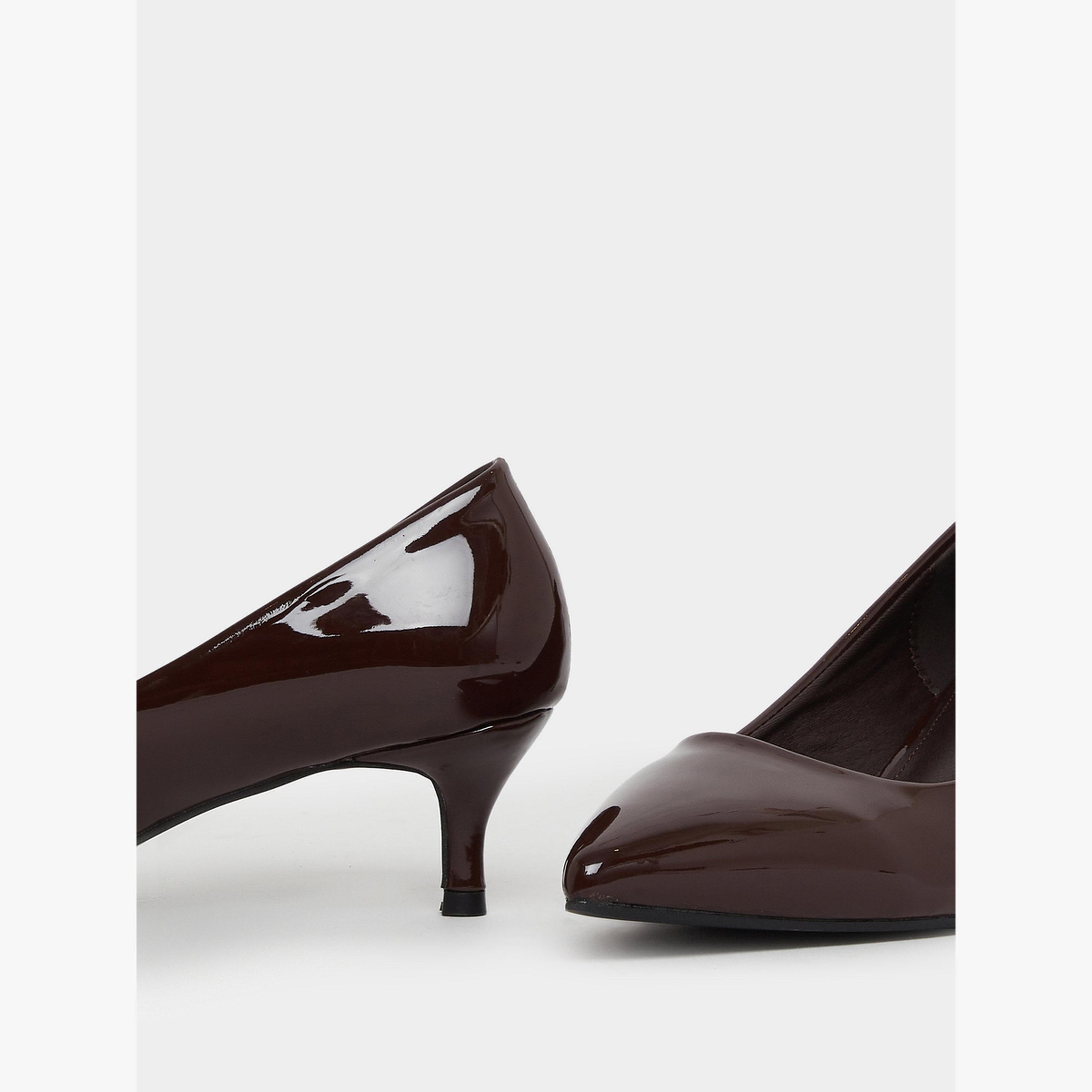 Styli Brown Pointed-Toe Kitten Heel Court Shoes-women-shoes-heels-image-4
