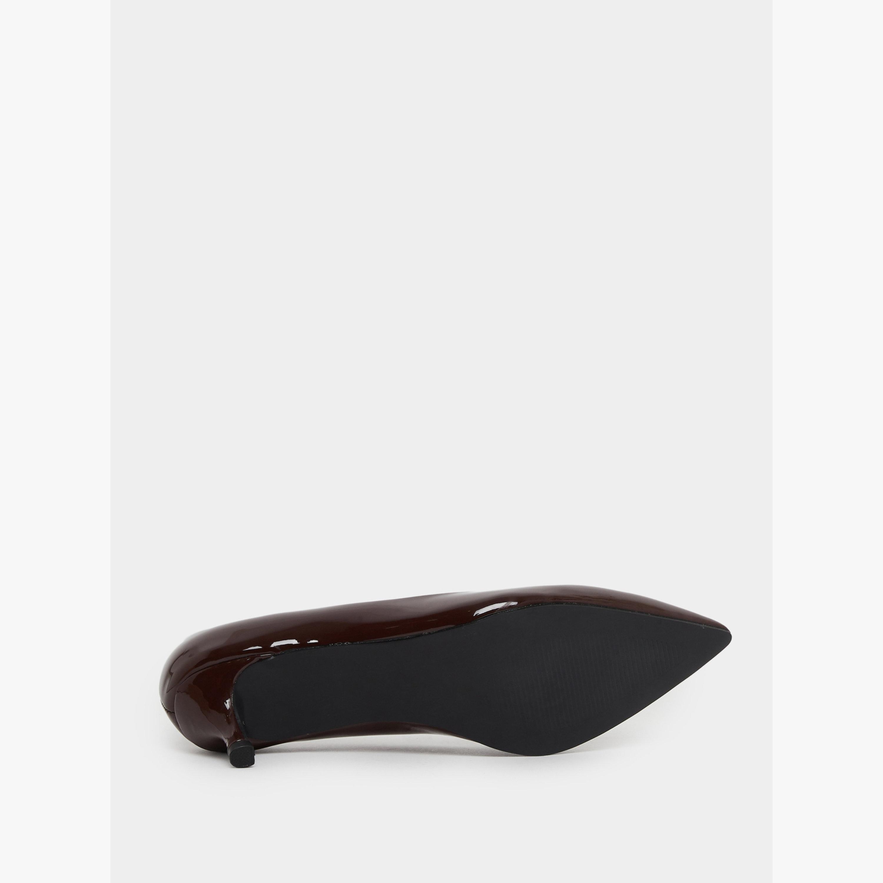 Styli Brown Pointed-Toe Kitten Heel Court Shoes-women-shoes-heels-image-6