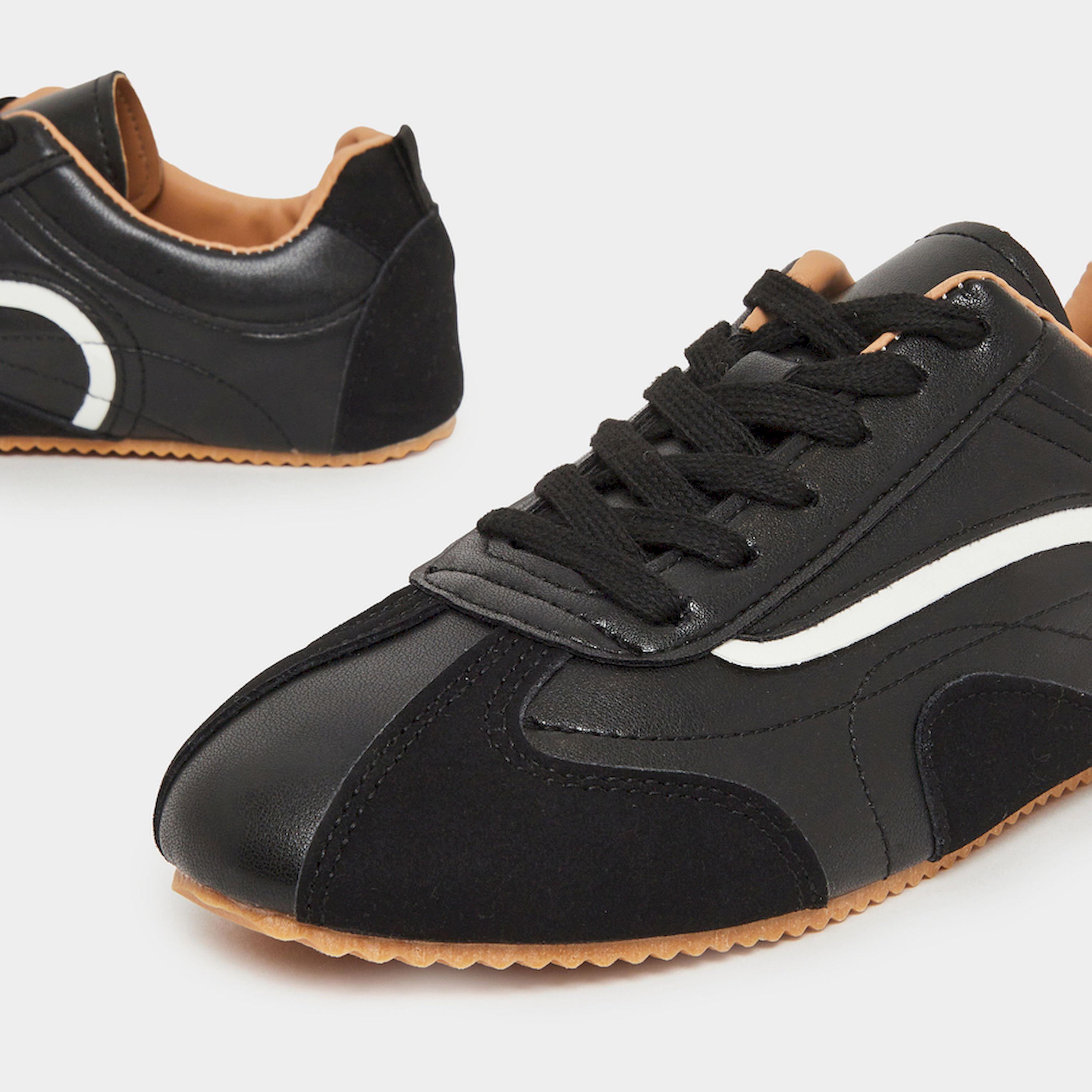 Styli Black Retro Lace Up Sneakers-sports-women-shoes-image-4