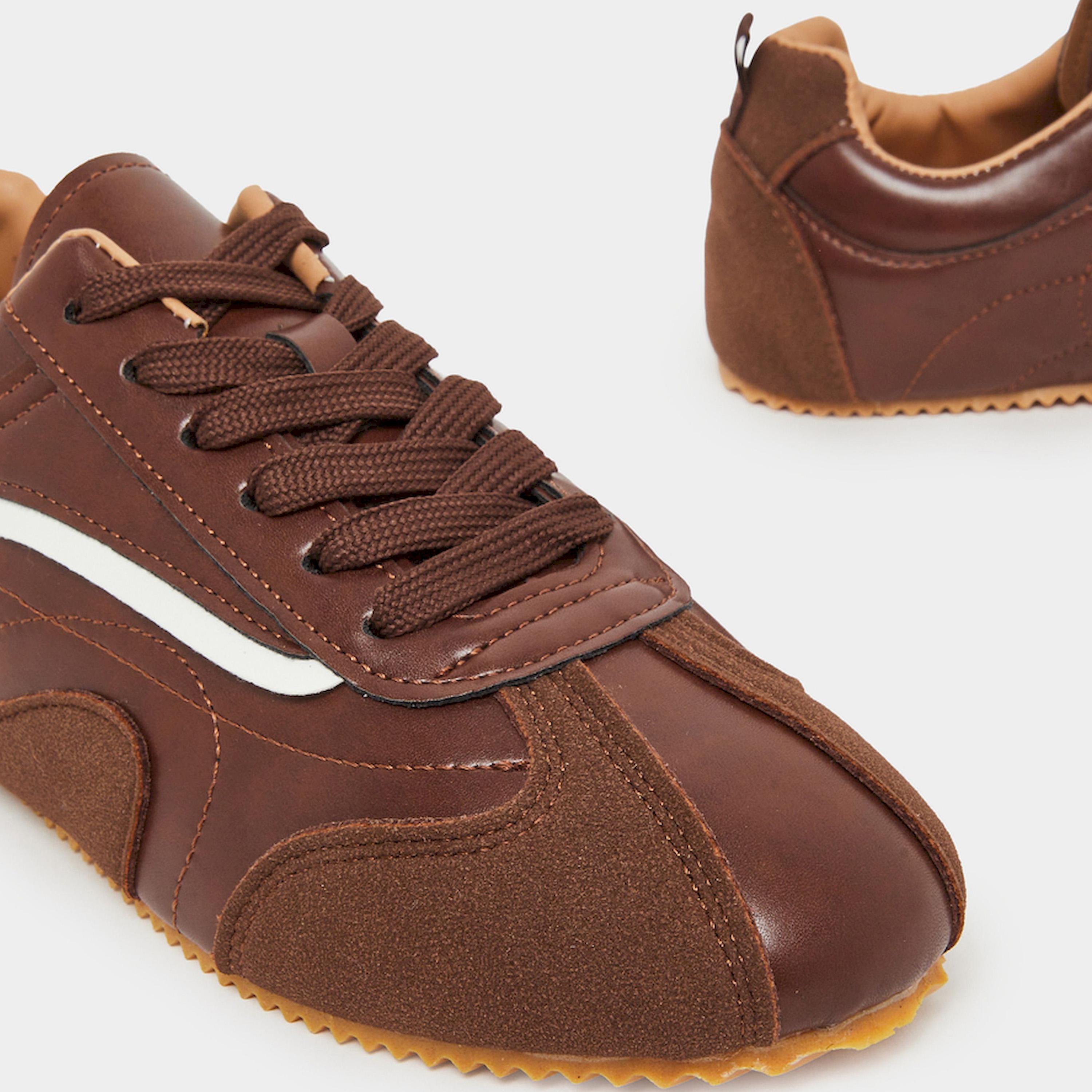 Styli Brown Retro Lace Up Sneakers-women-shoes-sneakers-image-5