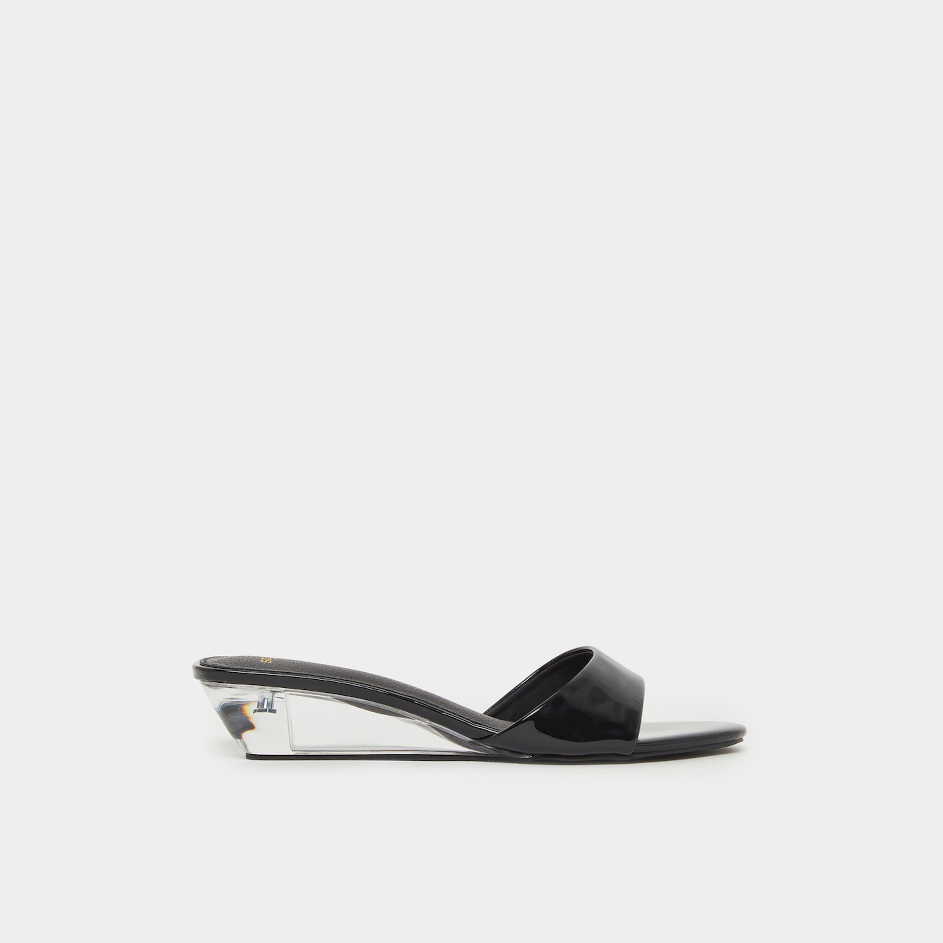 Styli Black Patent Low Wedge Heel Mules-women-shoes-sandals-heeled-image-2