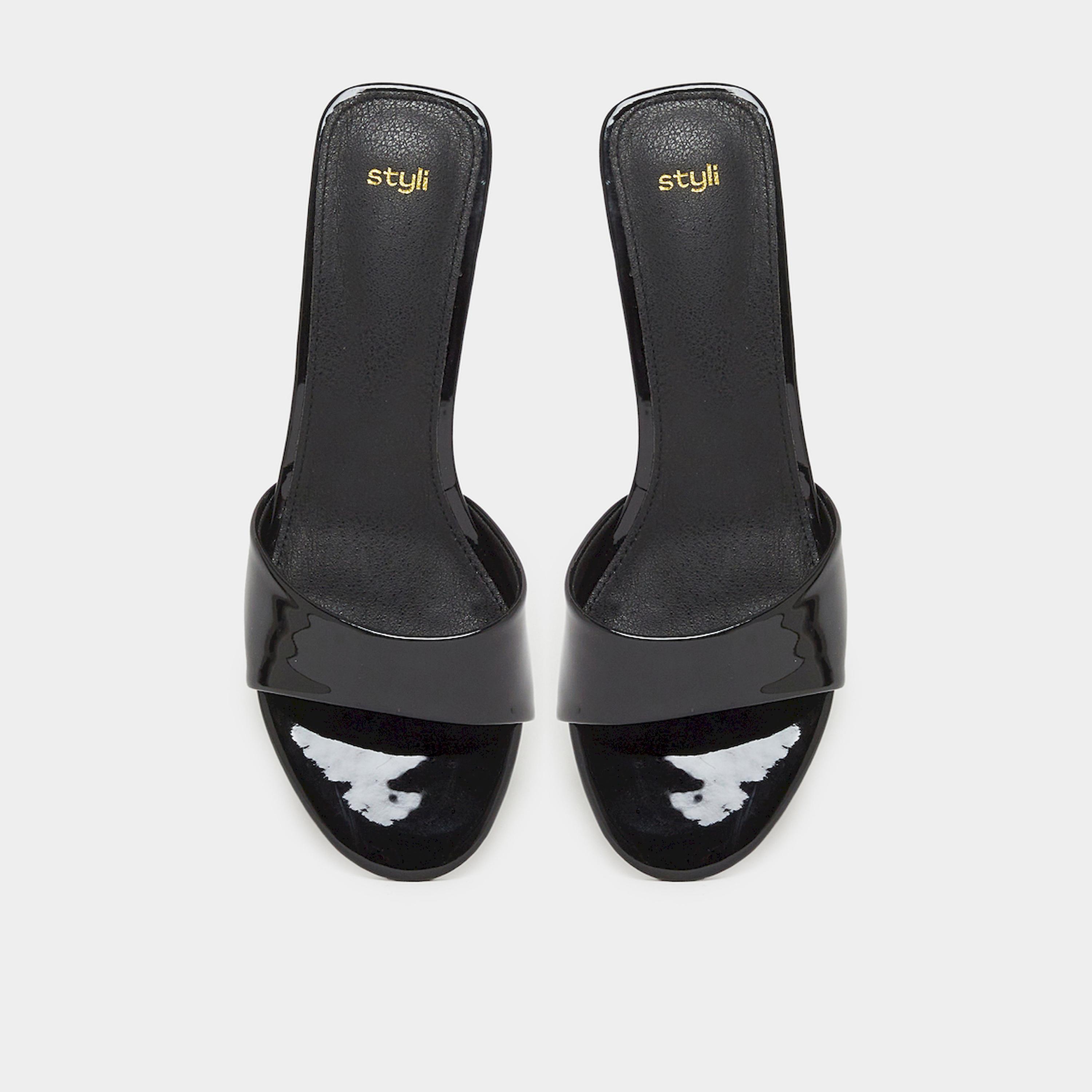 Styli Black Patent Low Wedge Heel Mules-women-shoes-sandals-heeled-image-5