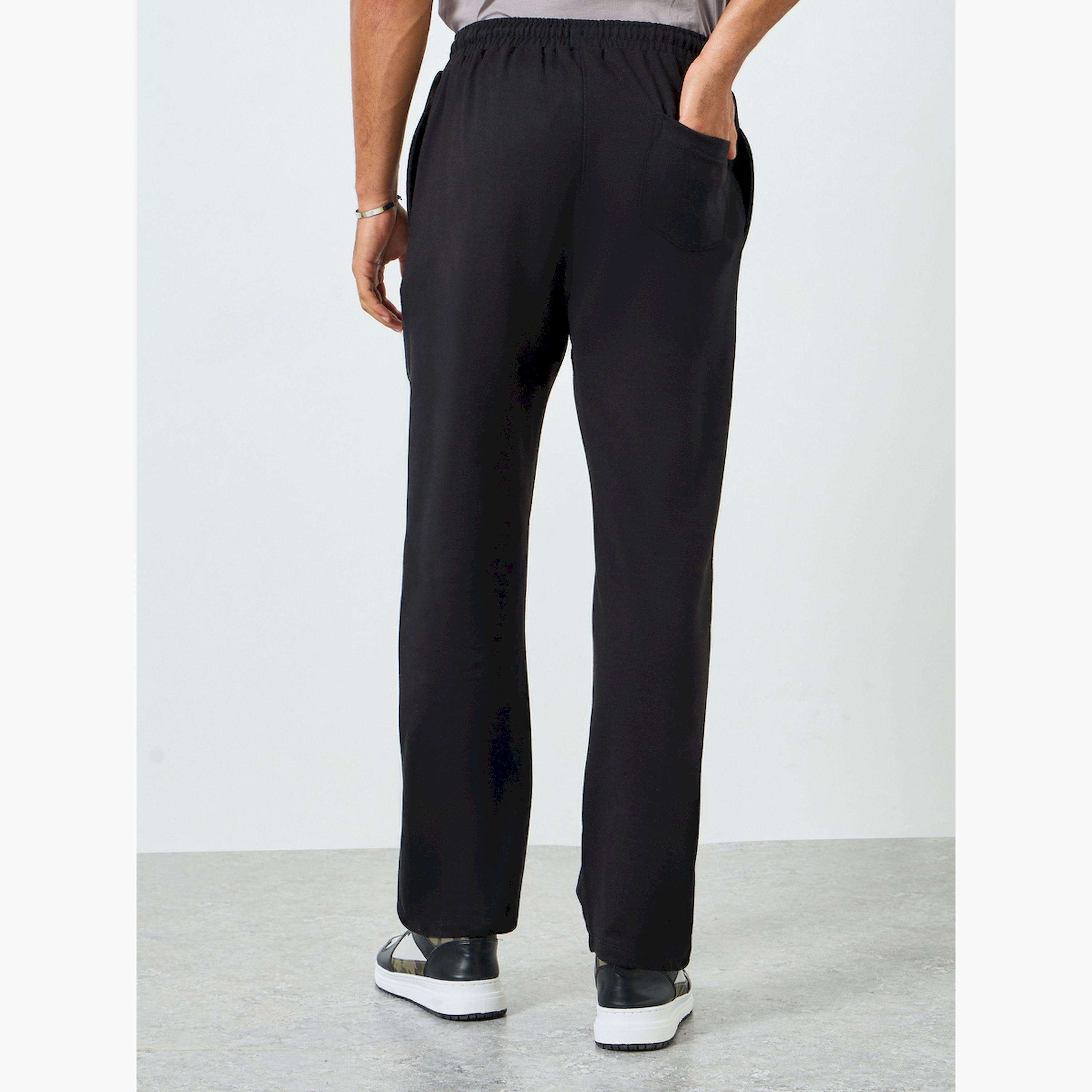 Styli Men Black Solid Joggers with Drawstring-men-clothing-bottoms-joggers-image-4