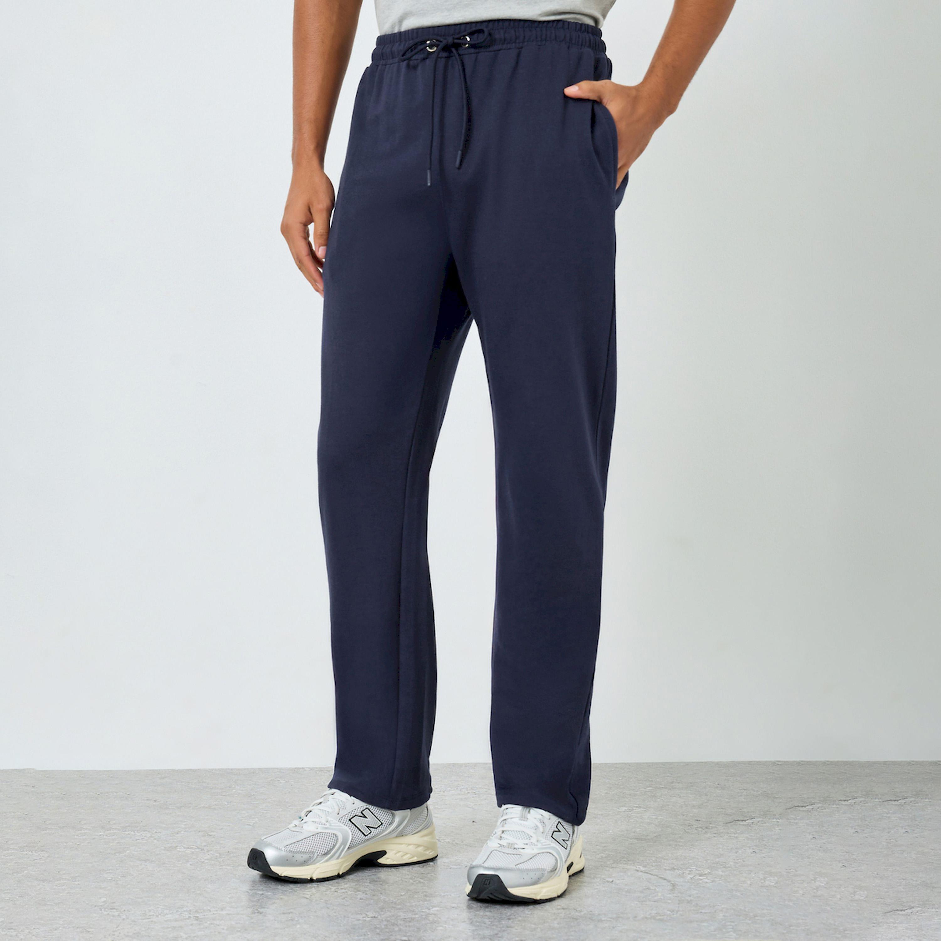 Styli Men Navy Blue Solid Joggers with Drawstring-men-clothing-bottoms-joggers-image-1