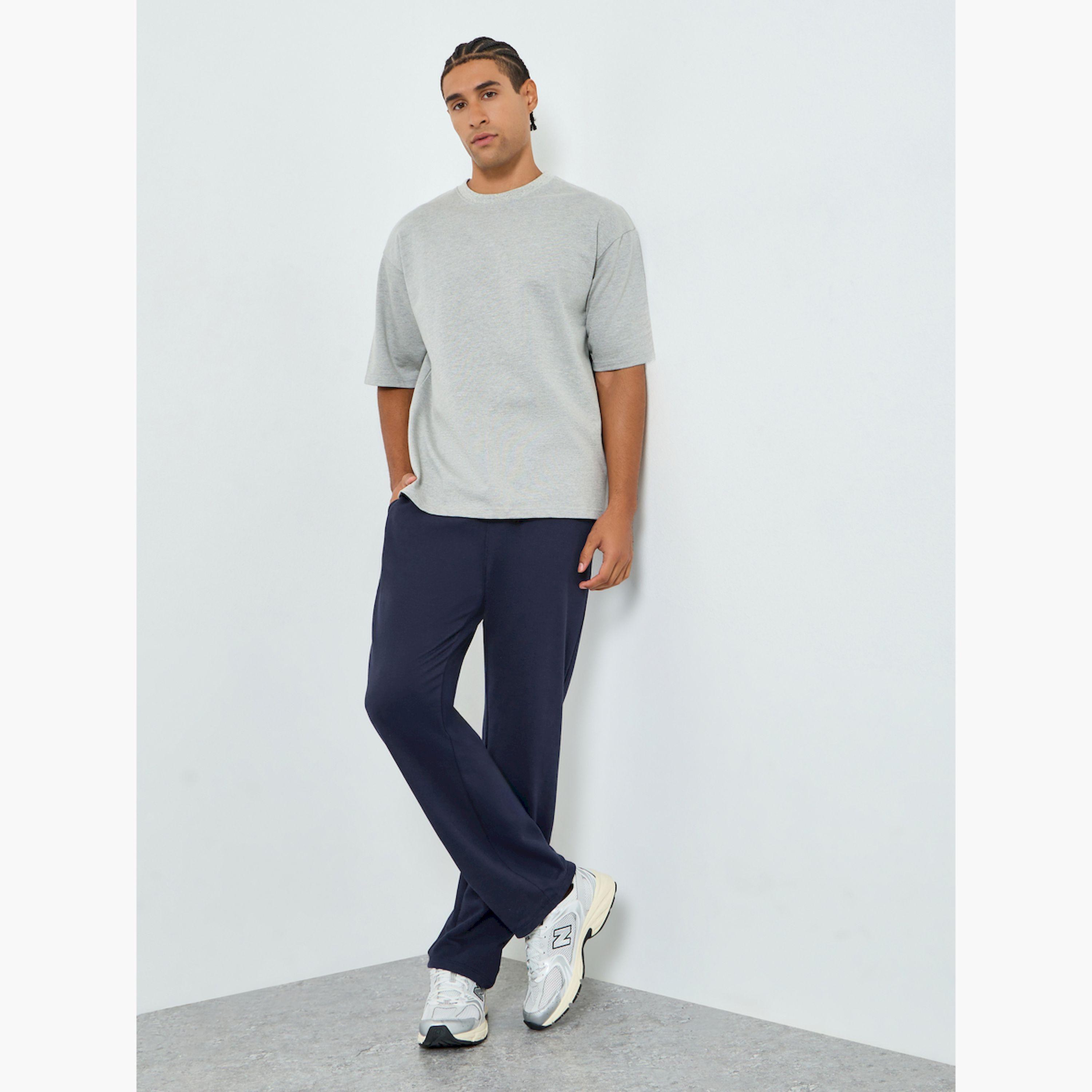 Styli Men Navy Blue Solid Joggers with Drawstring-men-clothing-bottoms-joggers-image-2