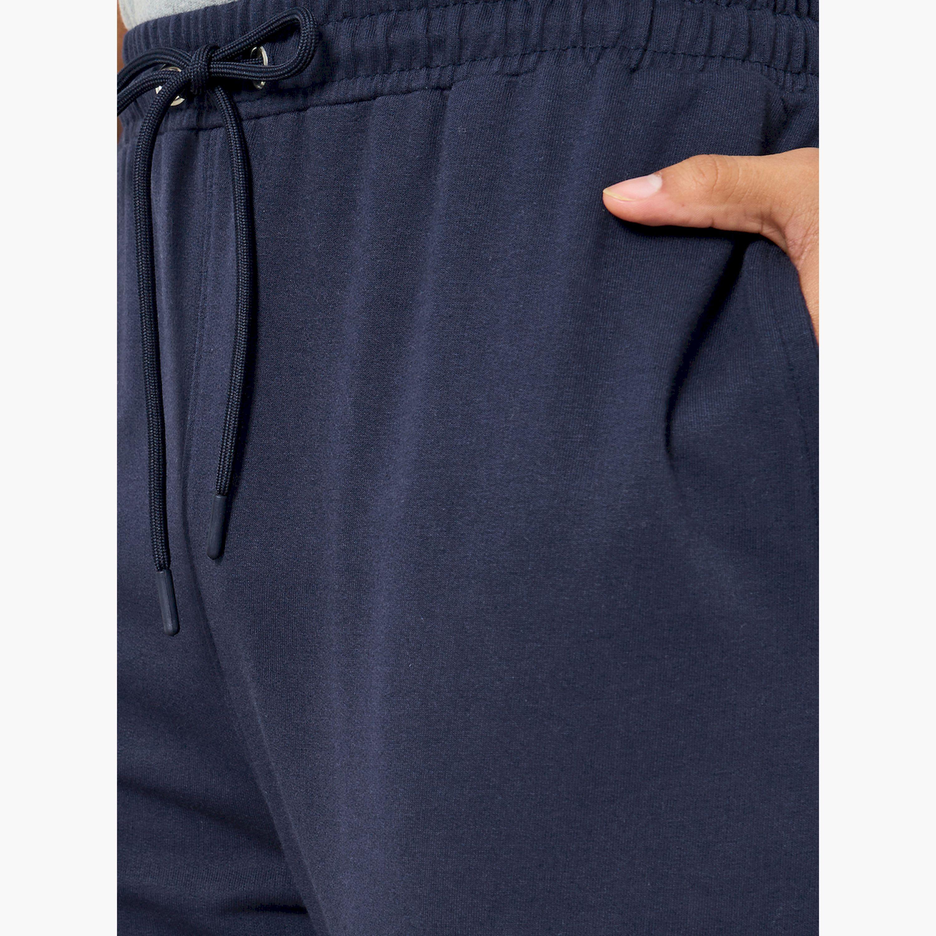 Styli Men Navy Blue Solid Joggers with Drawstring-men-clothing-bottoms-joggers-image-3