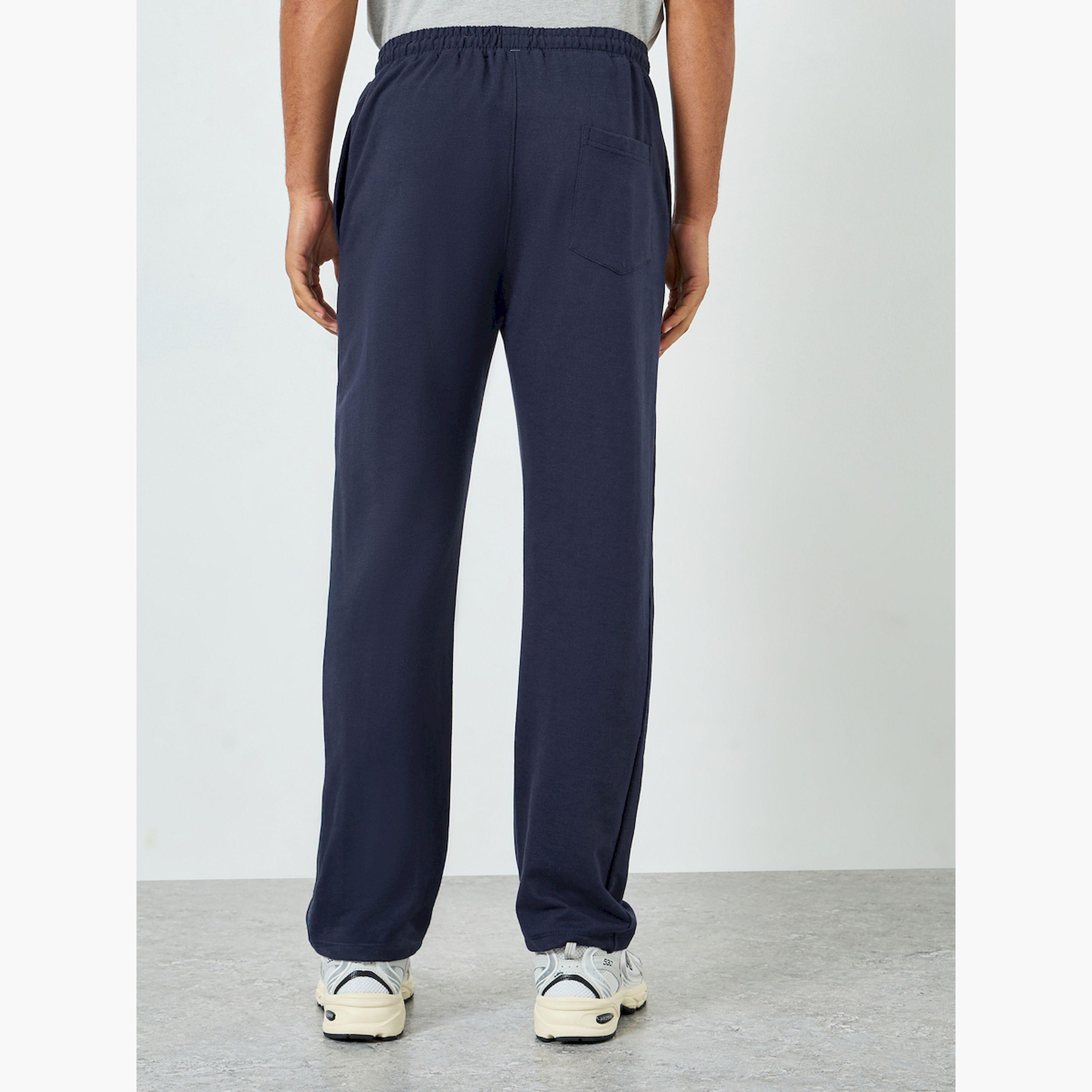 Styli Men Navy Blue Solid Joggers with Drawstring-men-clothing-bottoms-joggers-image-4