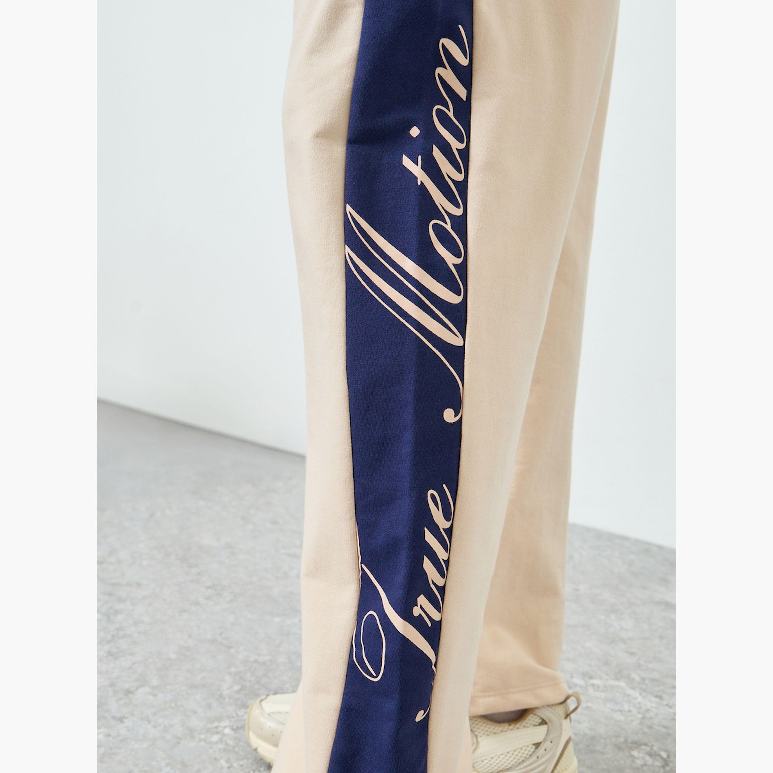 Styli Men Beige Oversized Contrast Panel Printed Joggers-men-clothing-bottoms-joggers-image-3