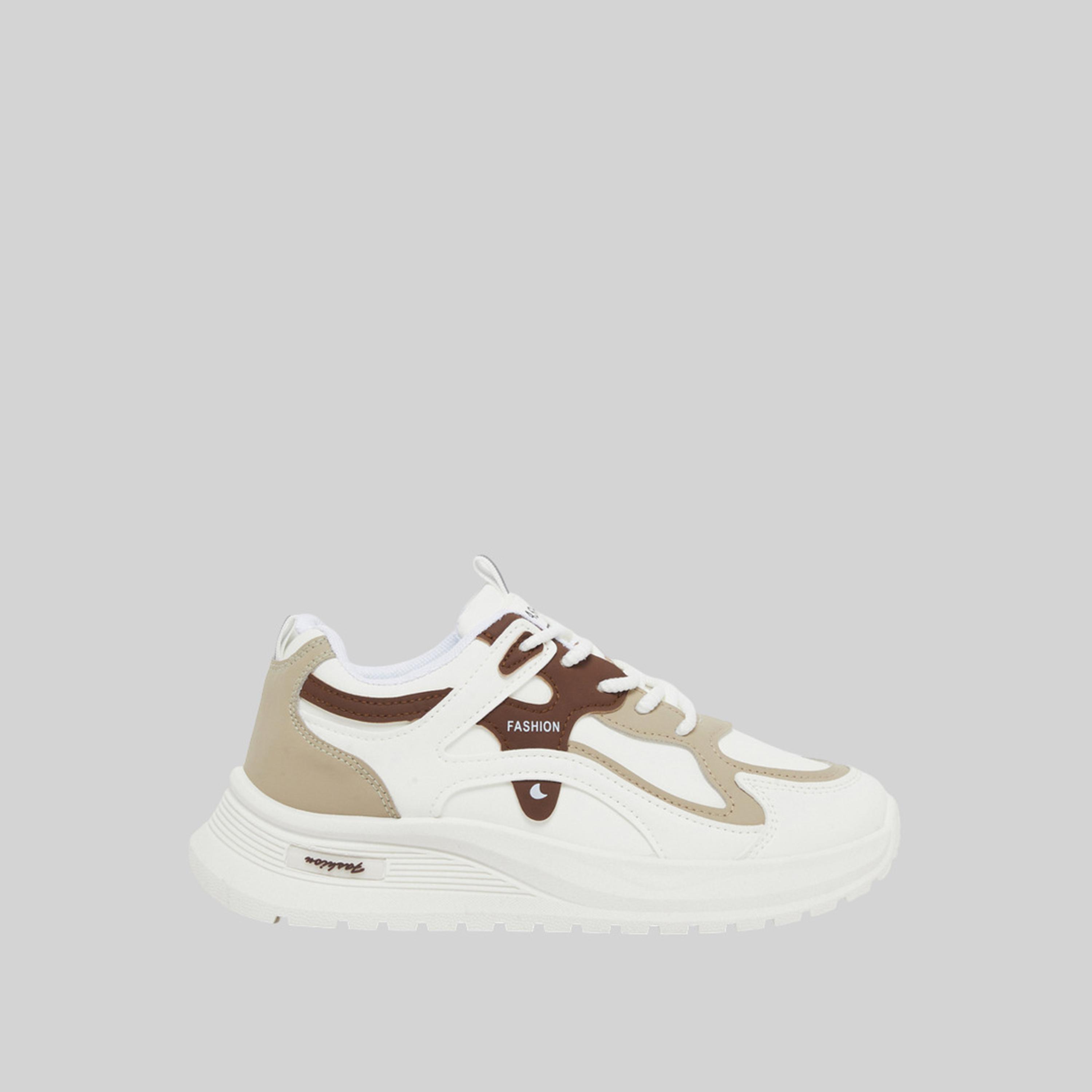 Styli Textured Lace Up Chunky Sneakers-women-shoes-sneakers-image-2