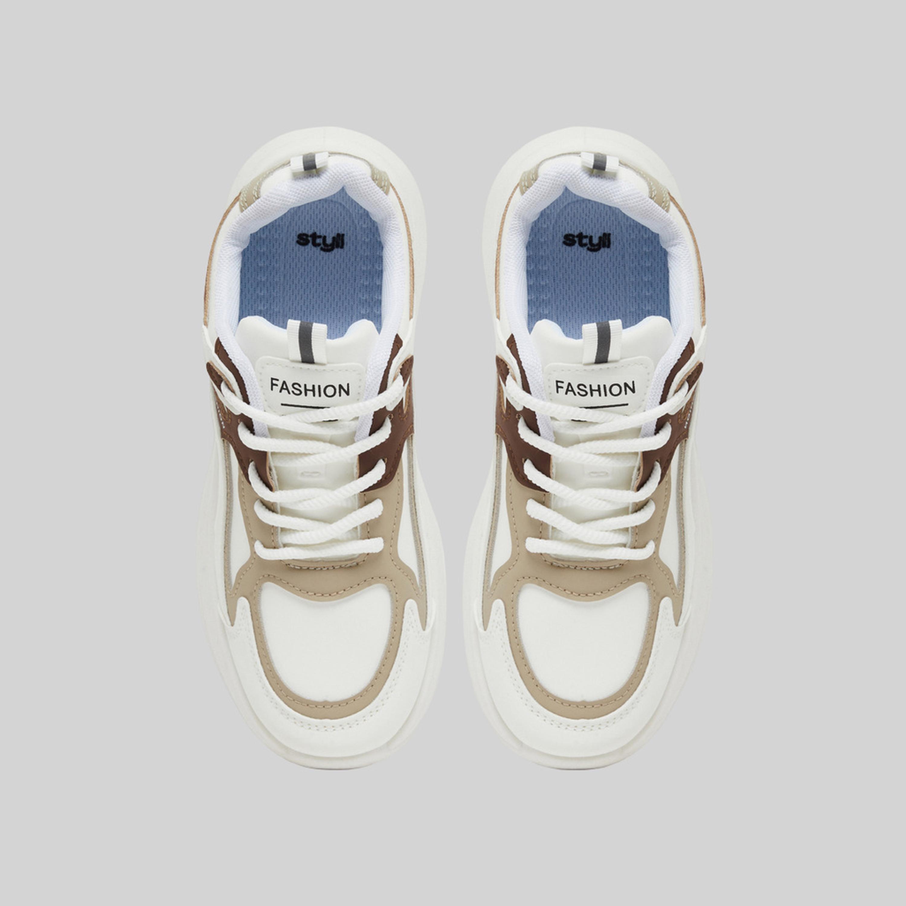 Styli Textured Lace Up Chunky Sneakers-women-shoes-sneakers-image-5