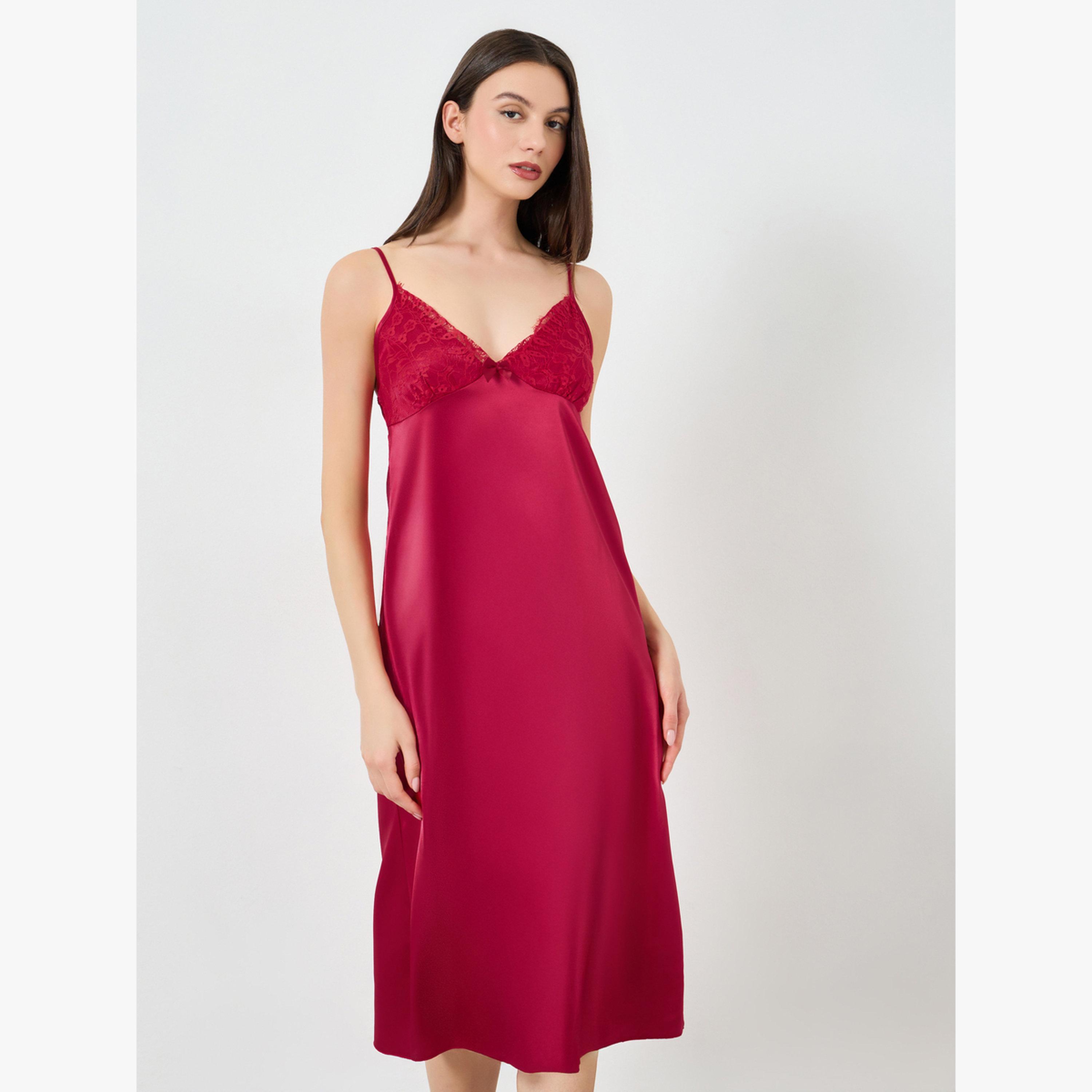 Take Two Red Satin Slip and Lace Robe Set-women-clothing-nightwear-robes-image-3