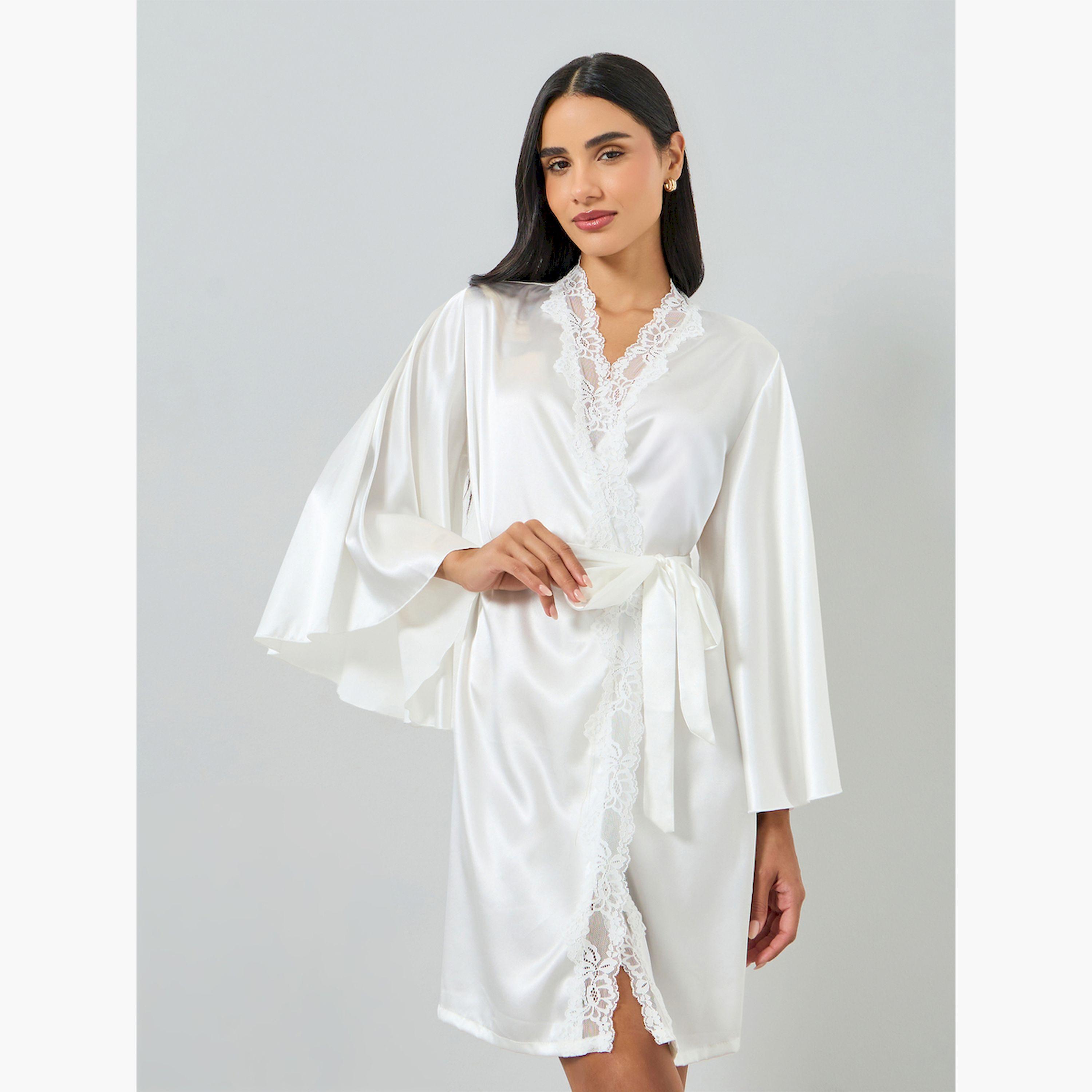 Take Two White Lace Trim Satin Robe-women-clothing-nightwear-robes-image-1