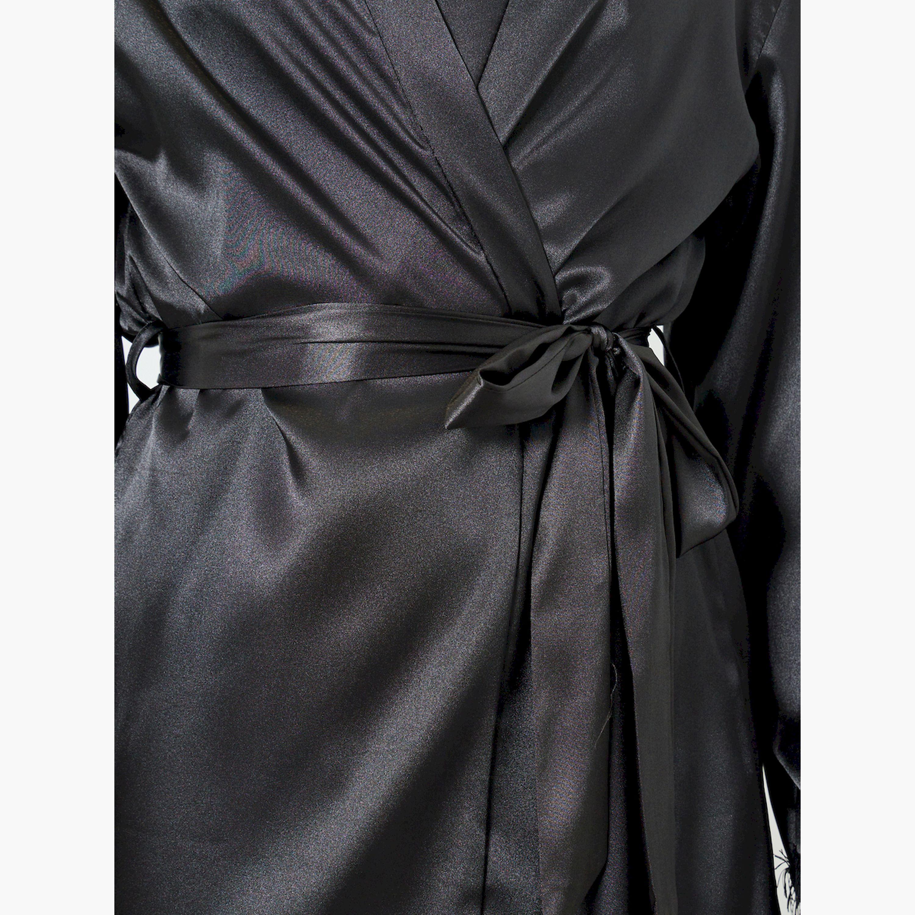 Take Two Black Lace Trim Robe and Slip Dress Set-women-clothing-nightwear-robes-image-6