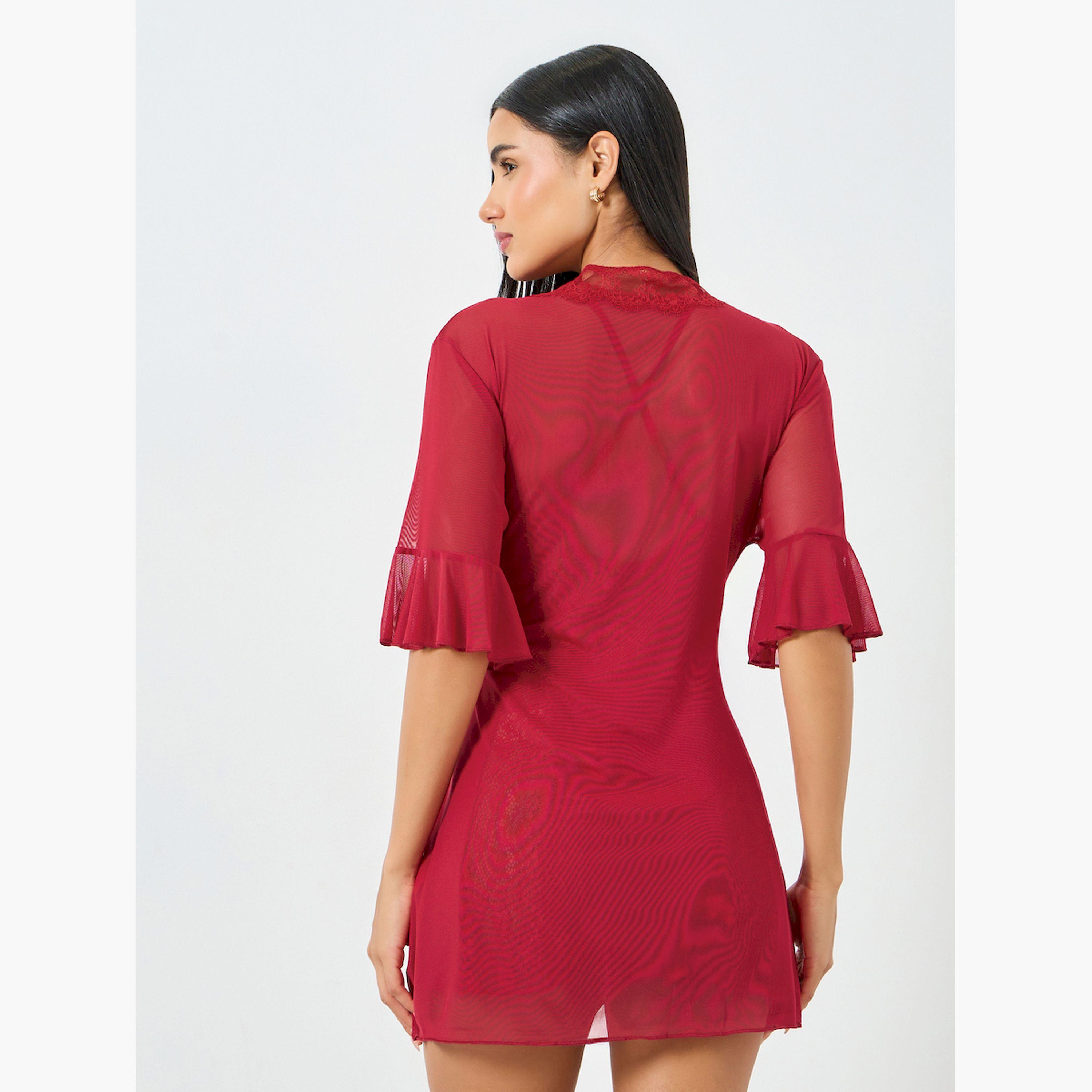 طقم روب وقميص نوم بتفاصيل دانتيل-women-clothing-nightwear-robes-image-3