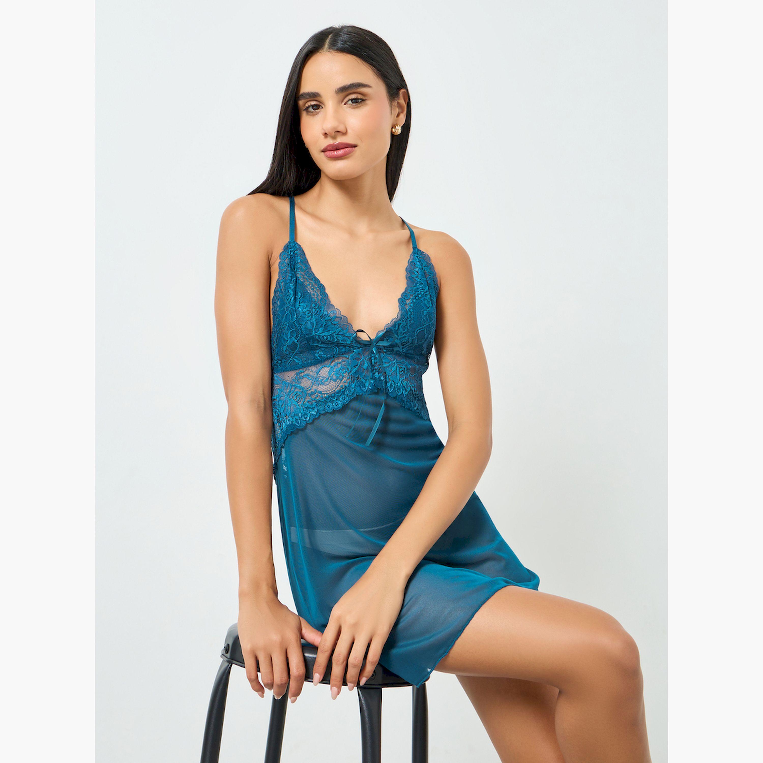 Take Two Pack of 2 -  Lace Trim Sheer Robe and Slip Set-women-clothing-nightwear-robes-image-3