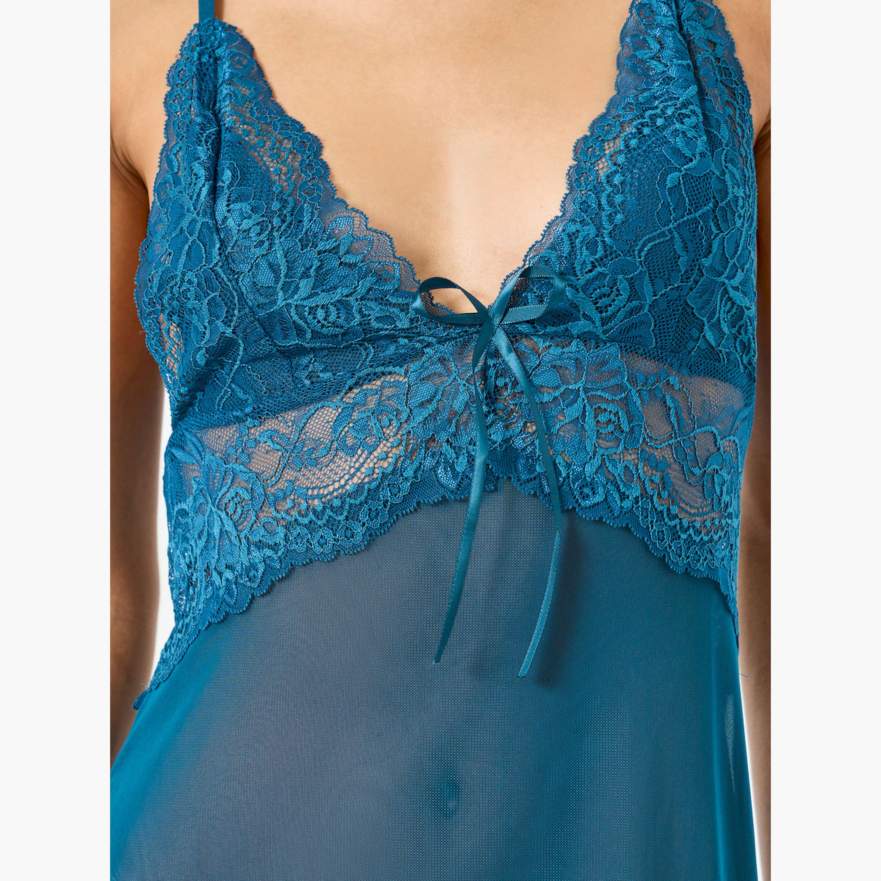 Take Two Pack of 2 -  Lace Trim Sheer Robe and Slip Set-women-clothing-nightwear-robes-image-6