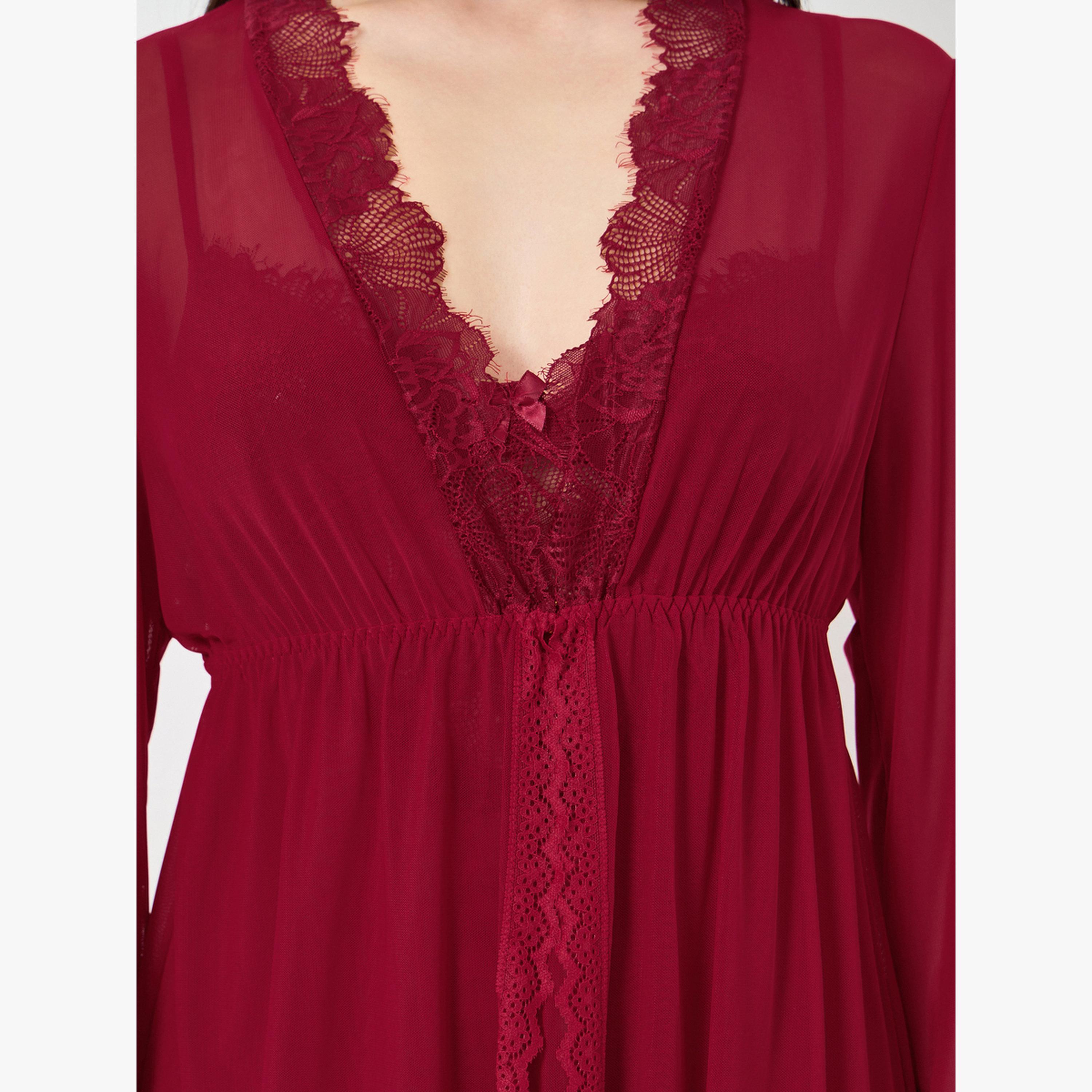 مجموعة من روب وفستان لانجري دانتيل-women-clothing-nightwear-robes-image-6