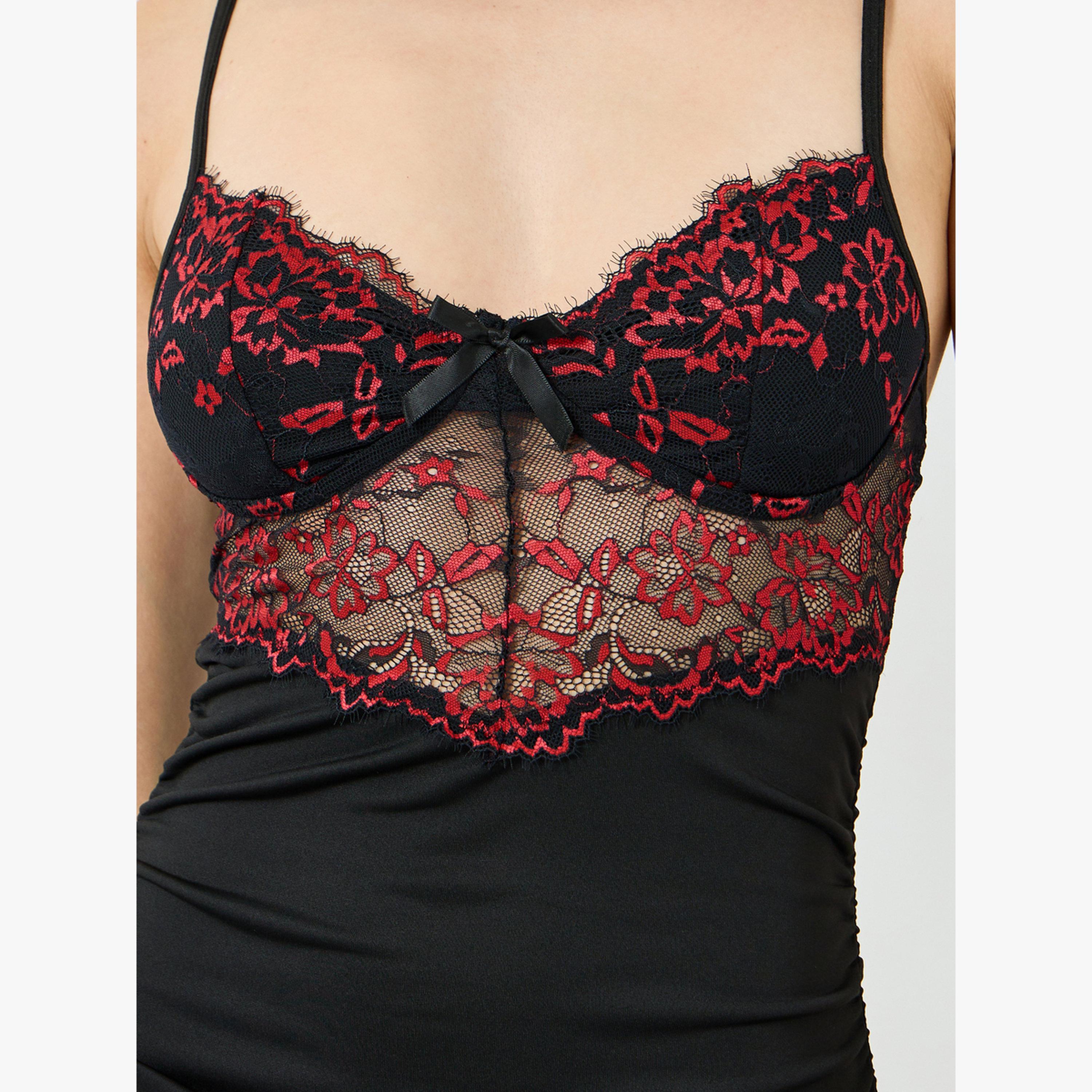 بابيدول بتفاصيل قص ودانتيل متباين-women-clothing-lingerie-babydollsandbodysuits-image-4
