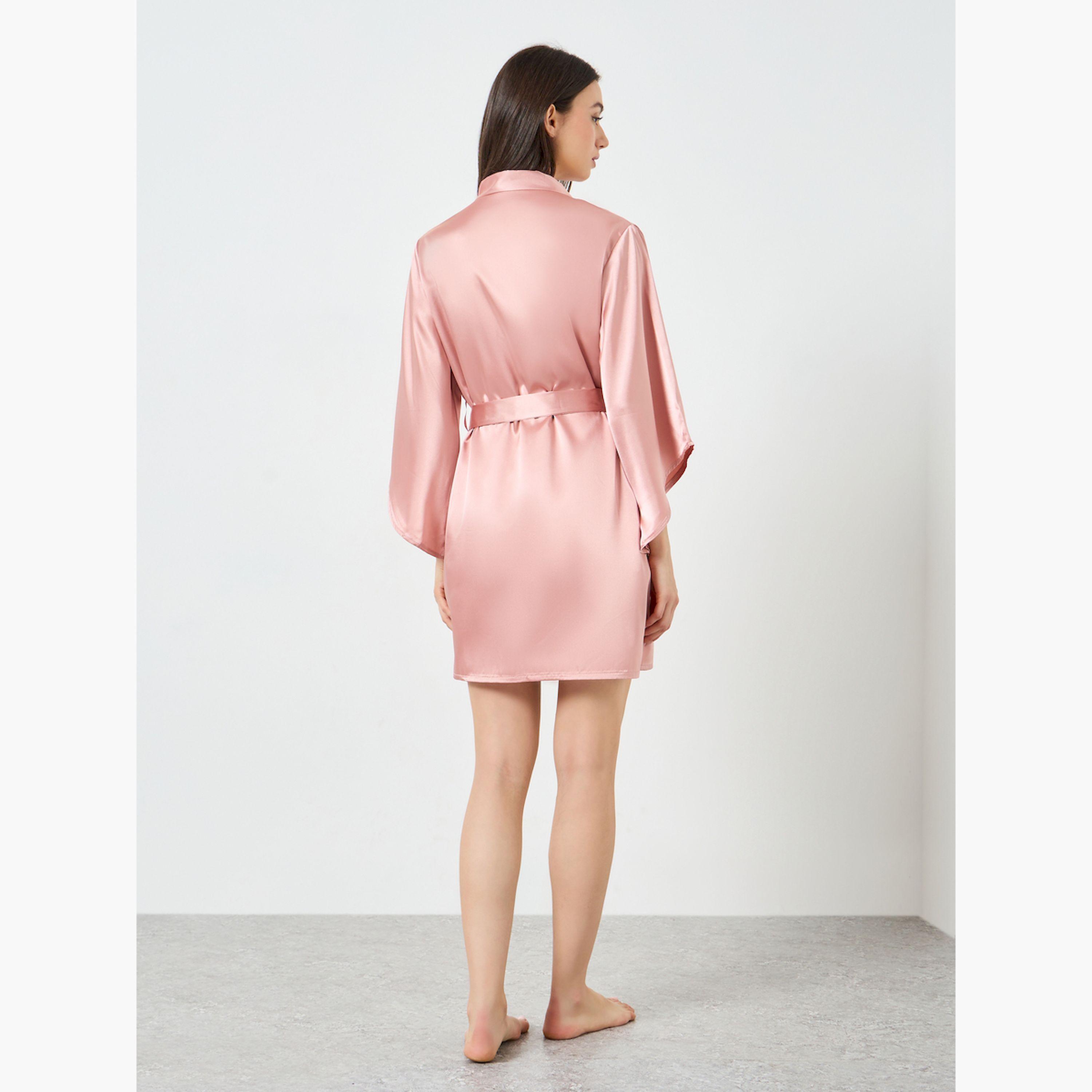 طقم من قميص نوم كامي ساتان بحافة مكشكشة مع روب-women-clothing-nightwear-robes-image-4