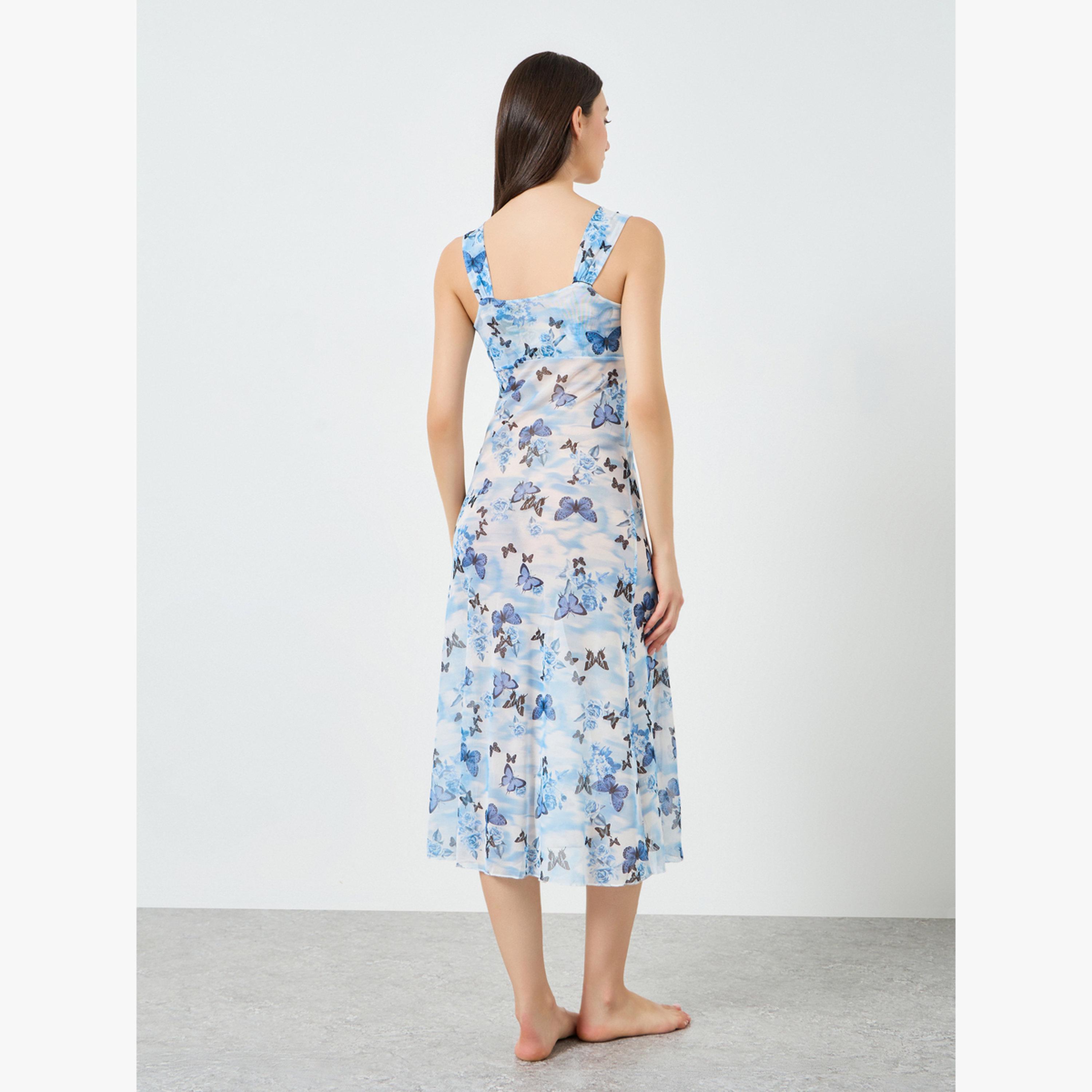 قميص نوم بلا أكمام بطبعة فراشة-women-clothing-nightwear-nighties-image-3