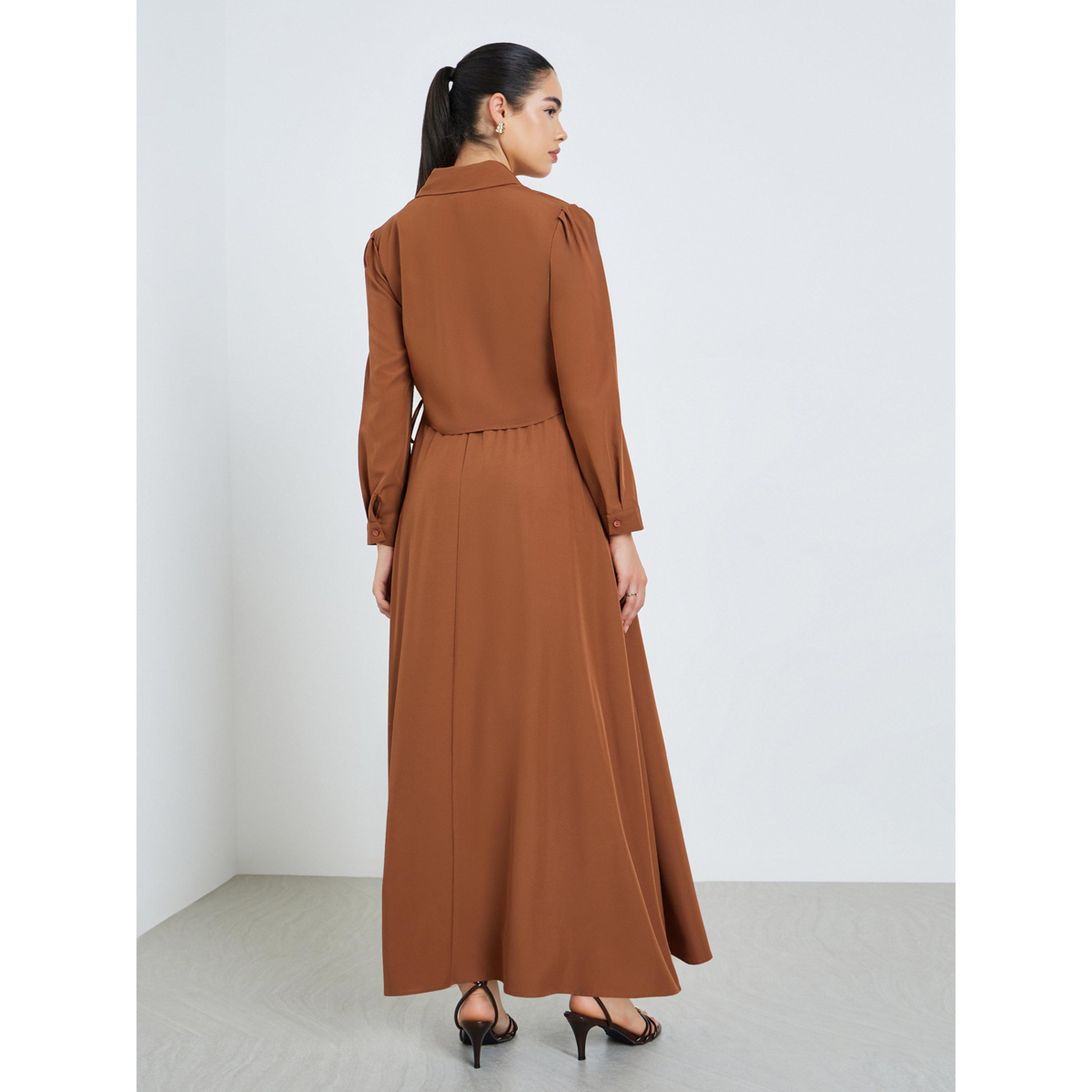 Styli Women Ruched Shirt and Maxi Skirt Modest Set-women-arabicclothing-sets-image-5