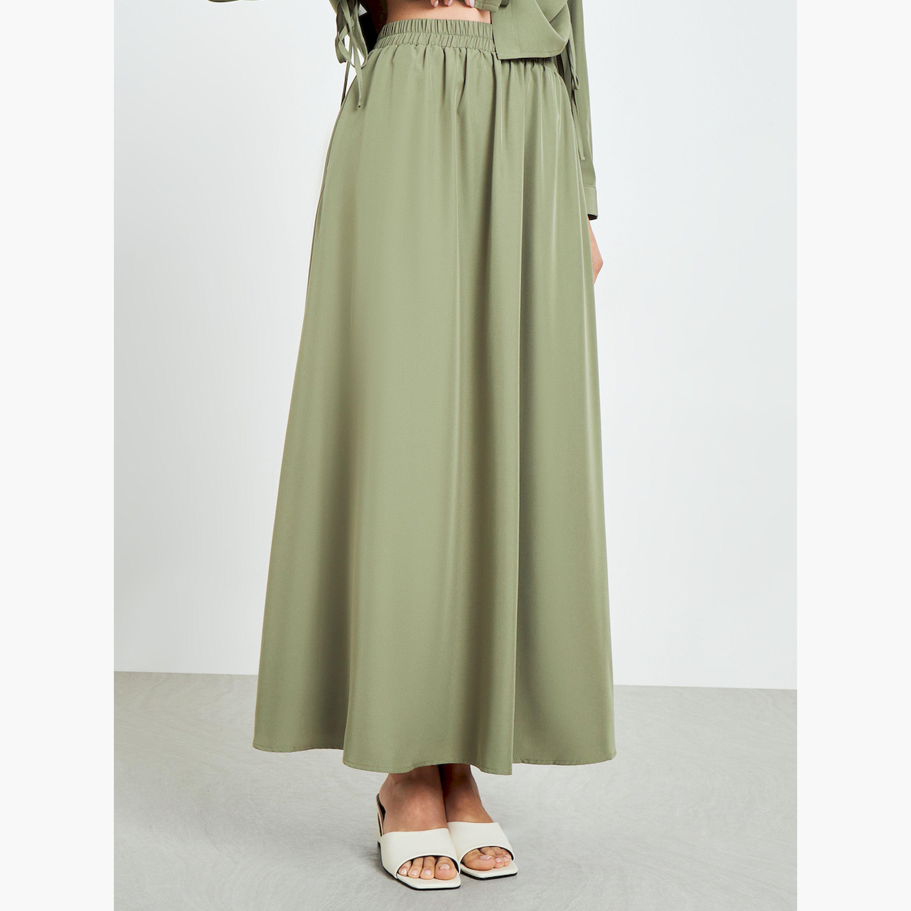 Styli Women Ruched Shirt and Maxi Skirt Modest Set-women-arabicclothing-sets-image-5
