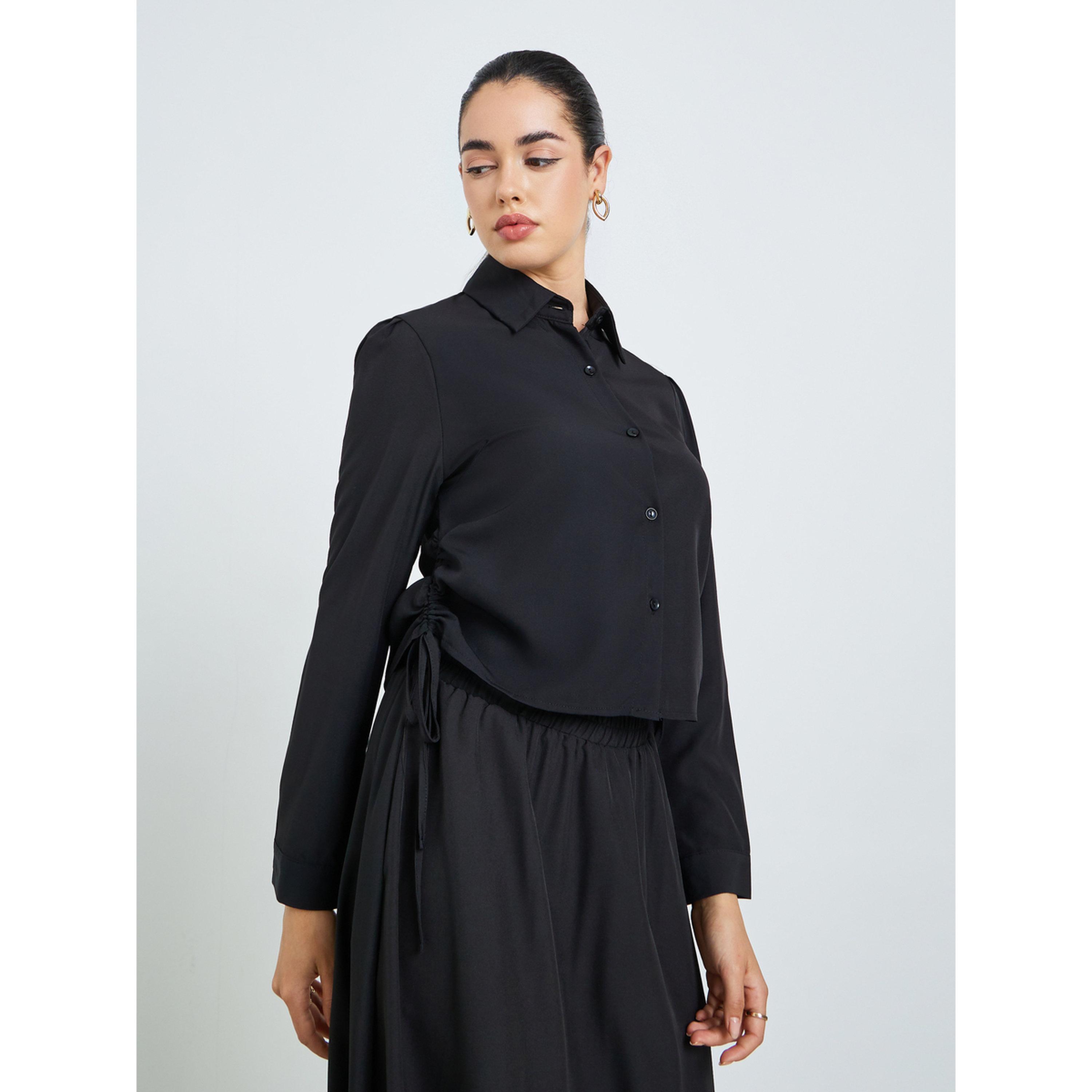 Styli Women Ruched Shirt and Maxi Skirt Modest Set-women-arabicclothing-sets-image-1