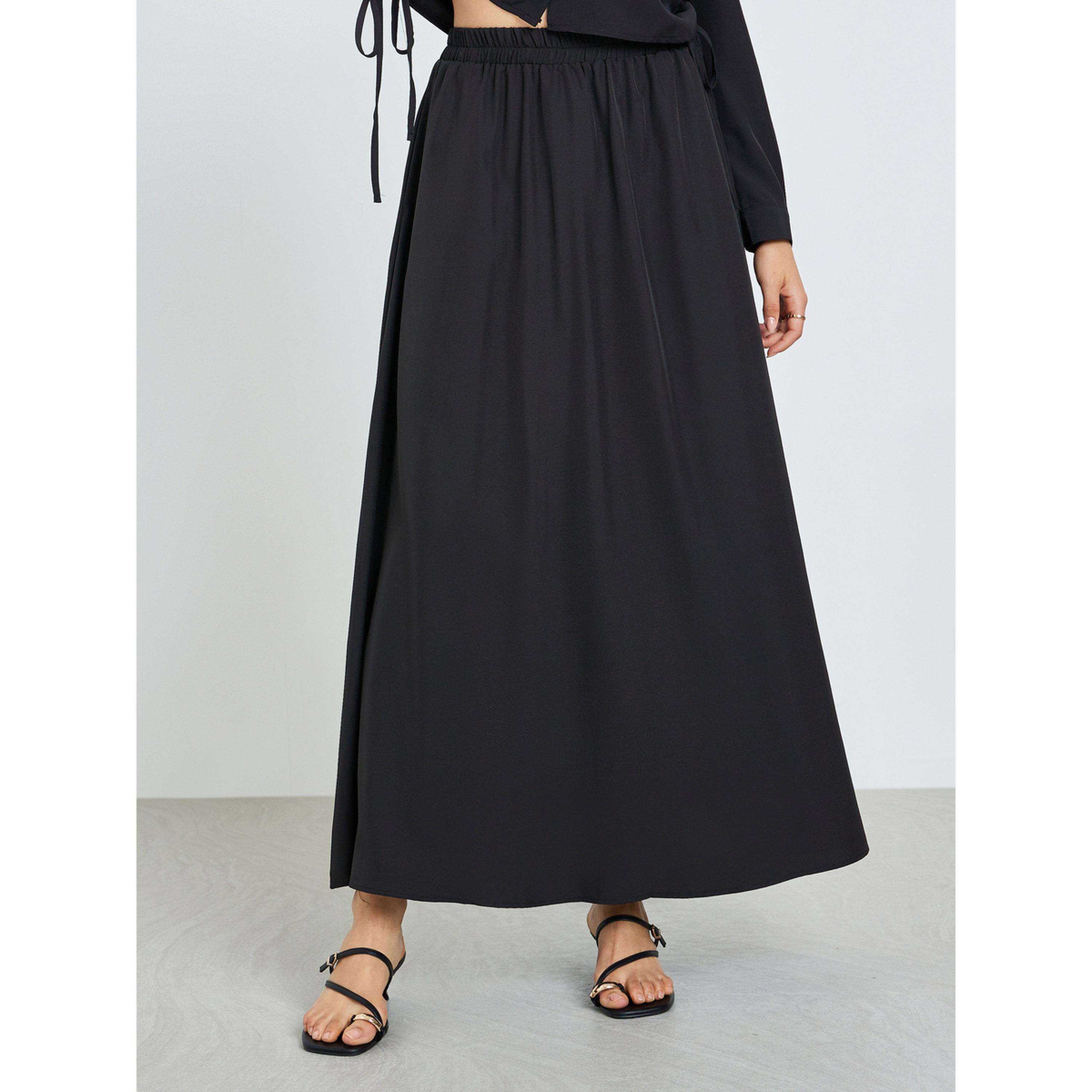 طقم من قميص مزموم وتنورة طويلة محتشم-women-arabicclothing-sets-image-4