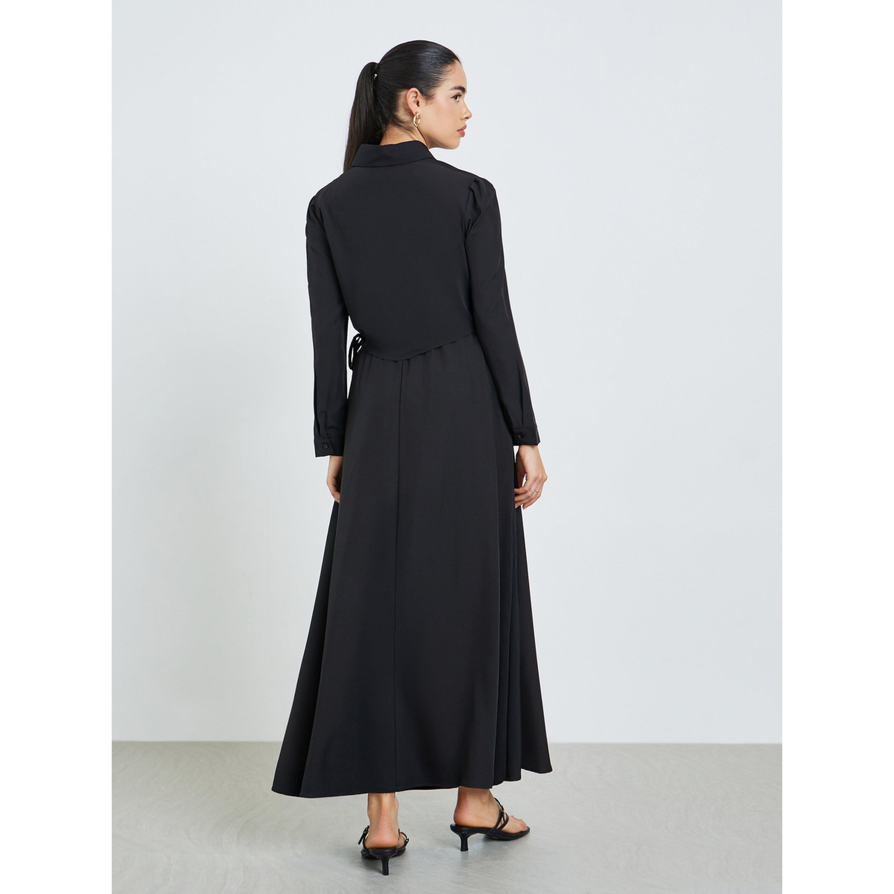 طقم من قميص مزموم وتنورة طويلة محتشم-women-arabicclothing-sets-image-5