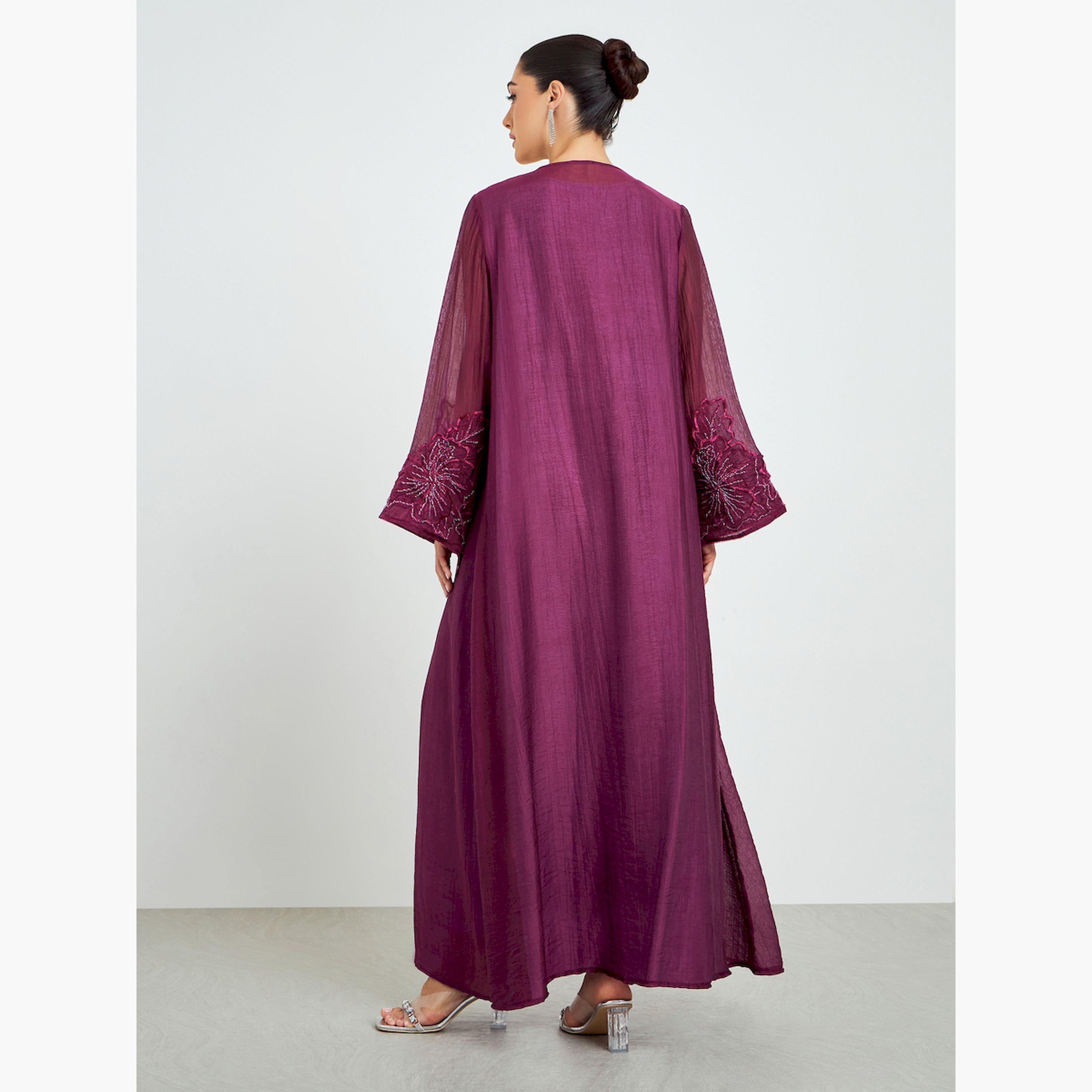 عباية بحافة واسعة وأكمام بتفاصيل مُطرّزة-women-arabicclothing-abayas-image-4