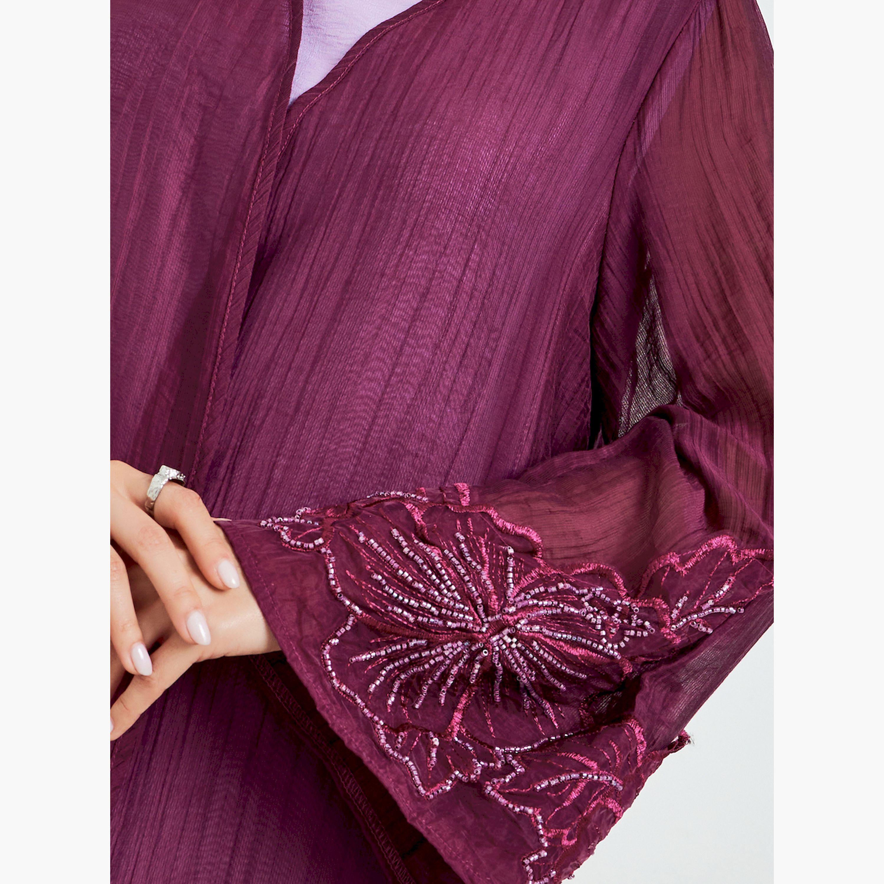 عباية بحافة واسعة وأكمام بتفاصيل مُطرّزة-women-arabicclothing-abayas-image-5