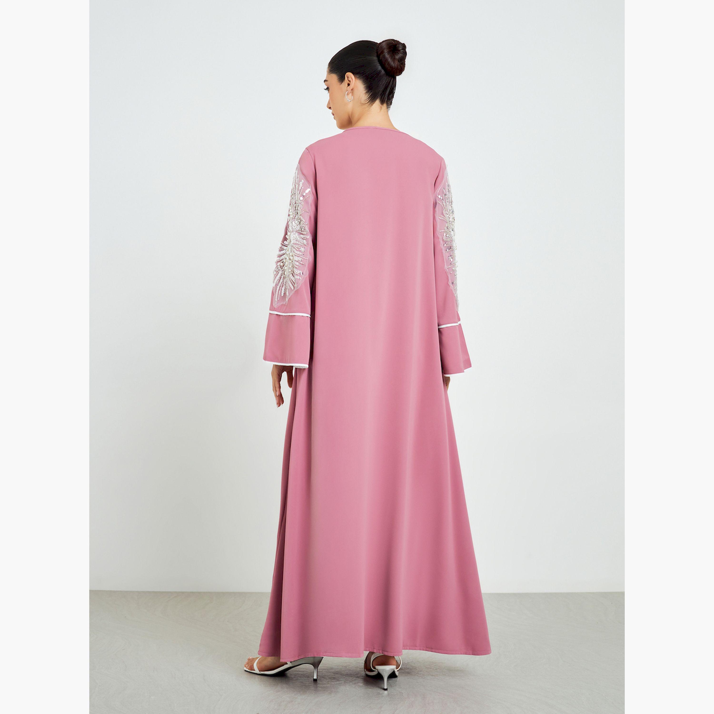 عباية بحافة واسعة وأكمام بتفاصيل مُطرّزة-women-arabicclothing-abayas-image-4
